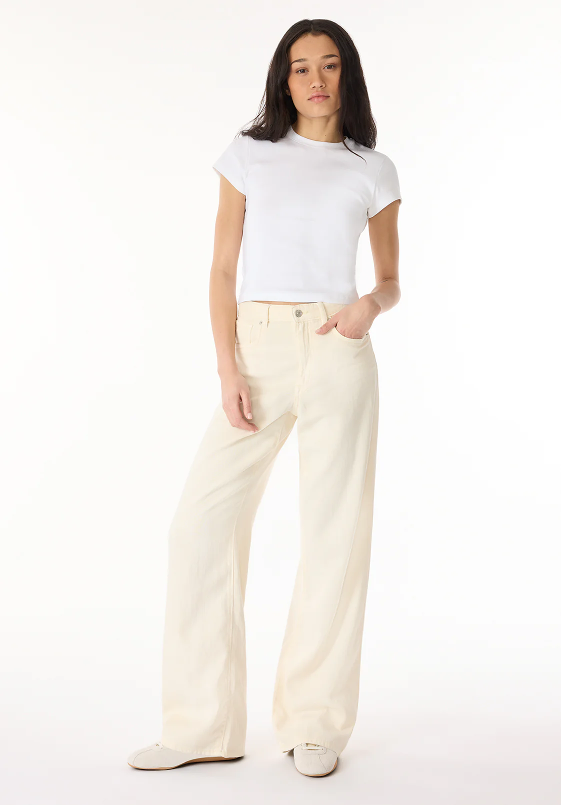 High Rise Wide Leg Addie Women's Pants, Vanilla Ice - BL16083 - Image 4