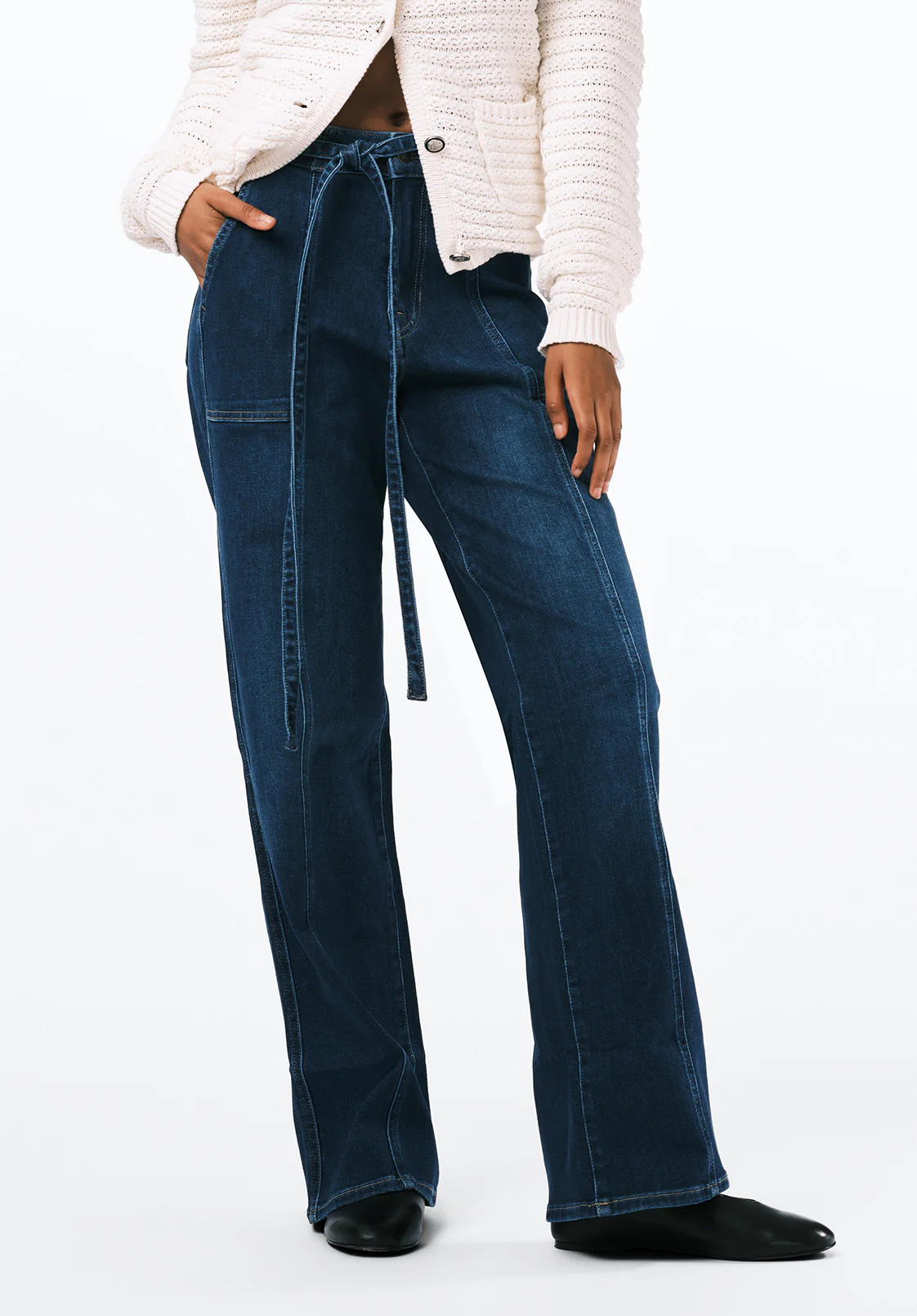 High Rise Wide Leg Addie Women's Jeans, Indigo - BL16133