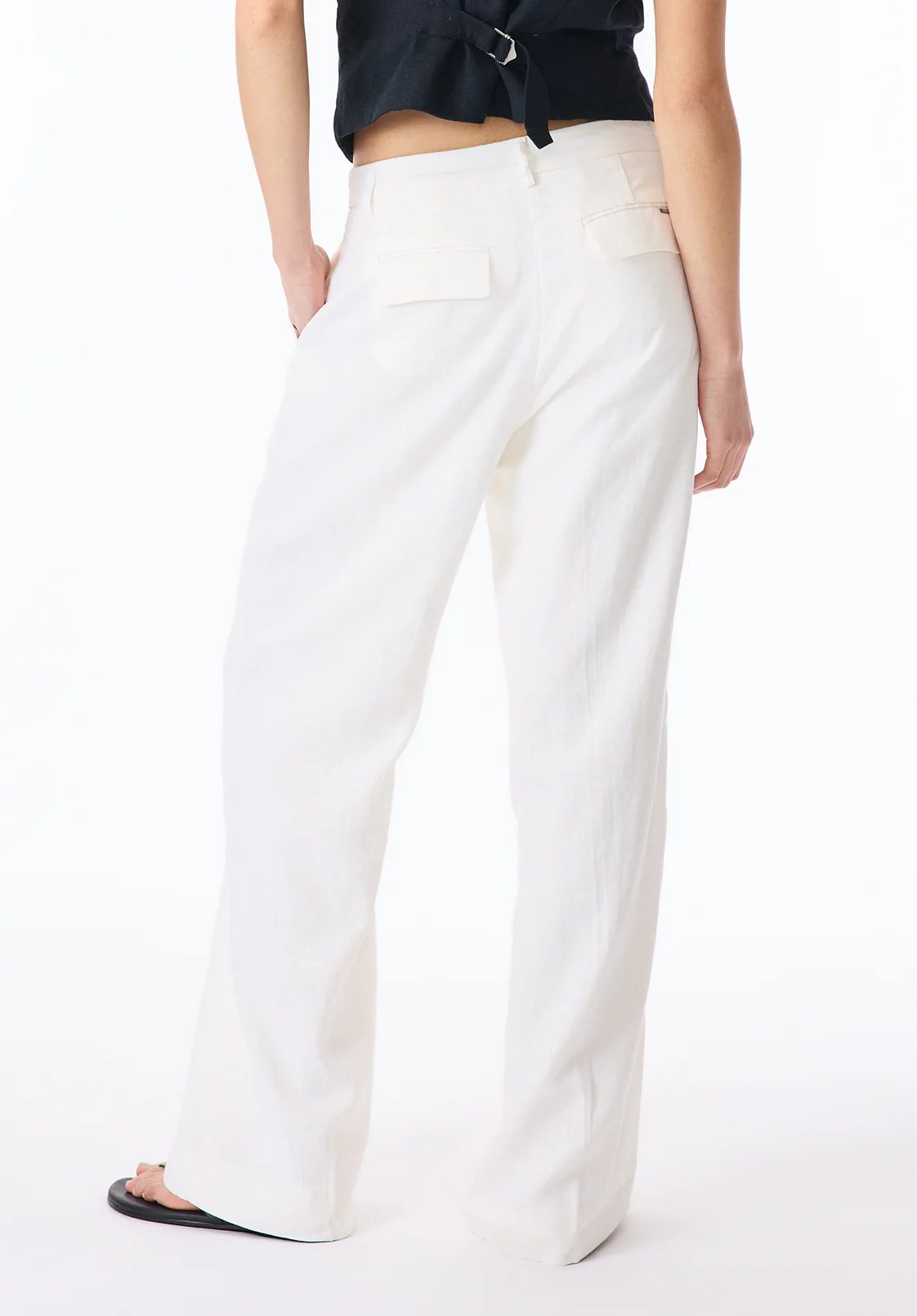 Adelina Women's Linen Blend Wide-Leg Pants, Off-White - WB0027P - Image 3