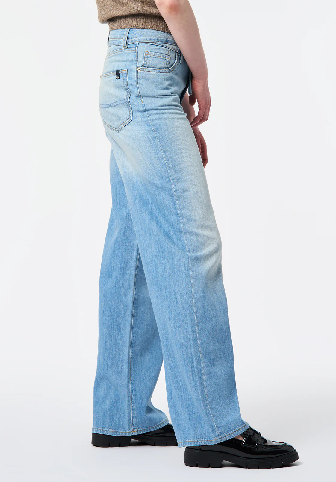 High Rise Wide Leg Alecia Women's Lightweight Jeans, Light Blue - BL16113 - Image 3