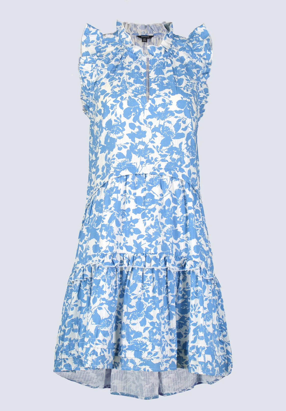 Ambra Women's Dress with Ruffles, Blue Flowers - WD0046S - Image 7