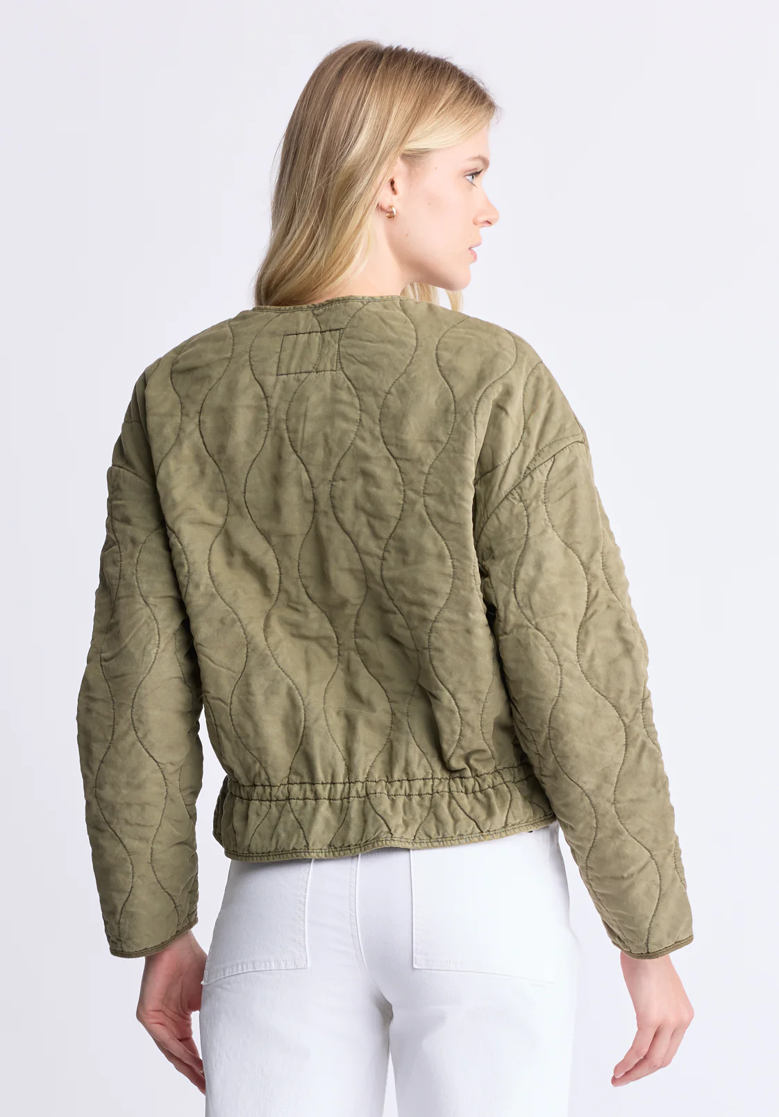 Annalee Women's Quilted Cropped Jacket, Olive green - JK0025H - Image 3