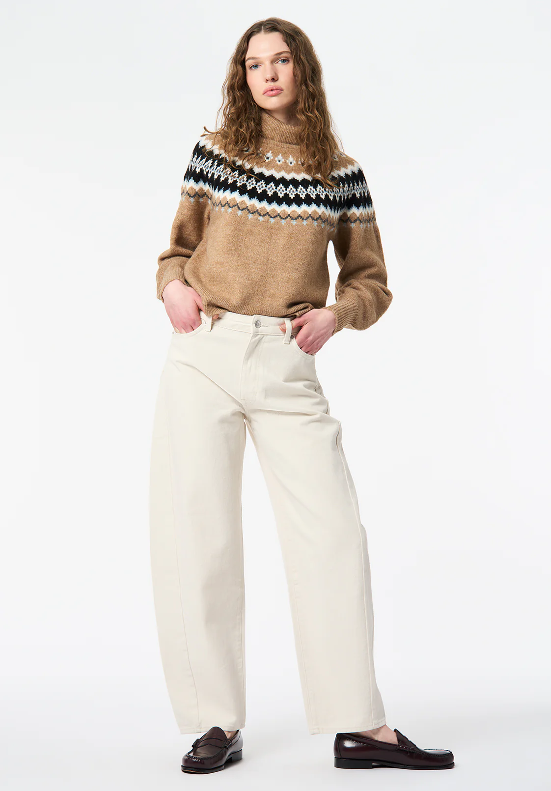 High Rise Barrel Barbara Women's Pants, Ecru - BL16152 - Image 4