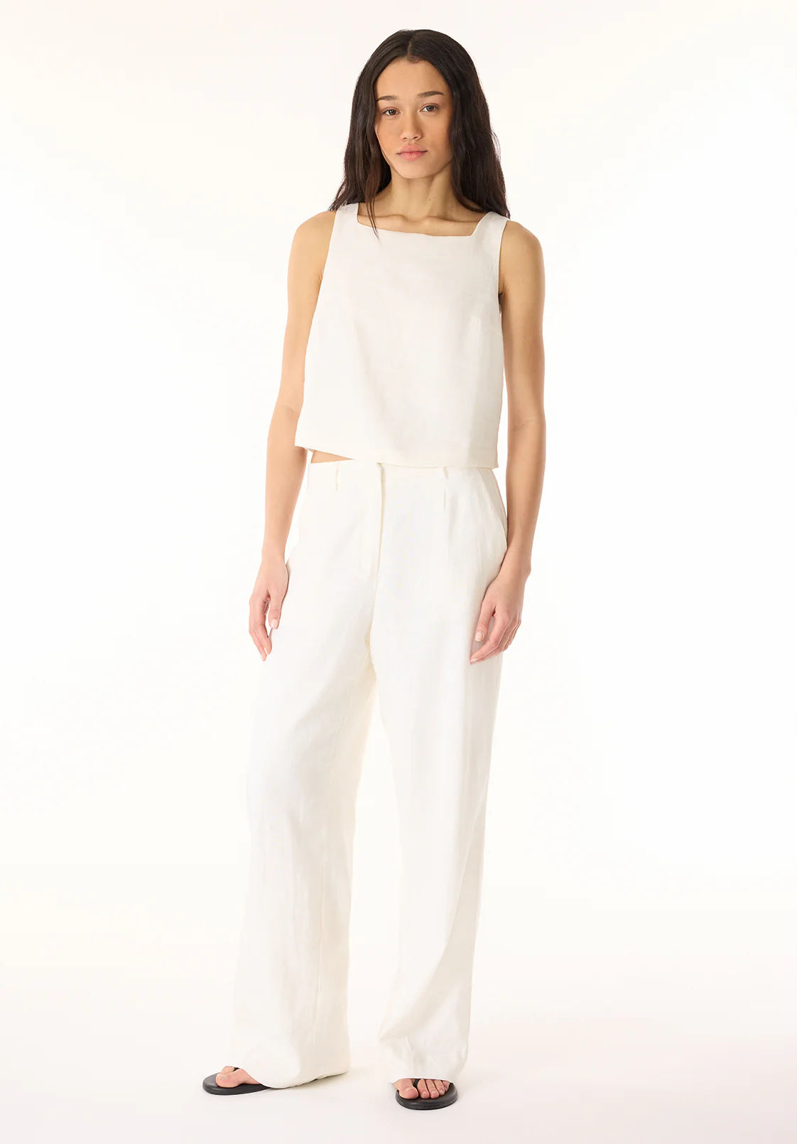 Benedita Women's Sleeveless Linen Top, Off-White - WT0186P - Image 4