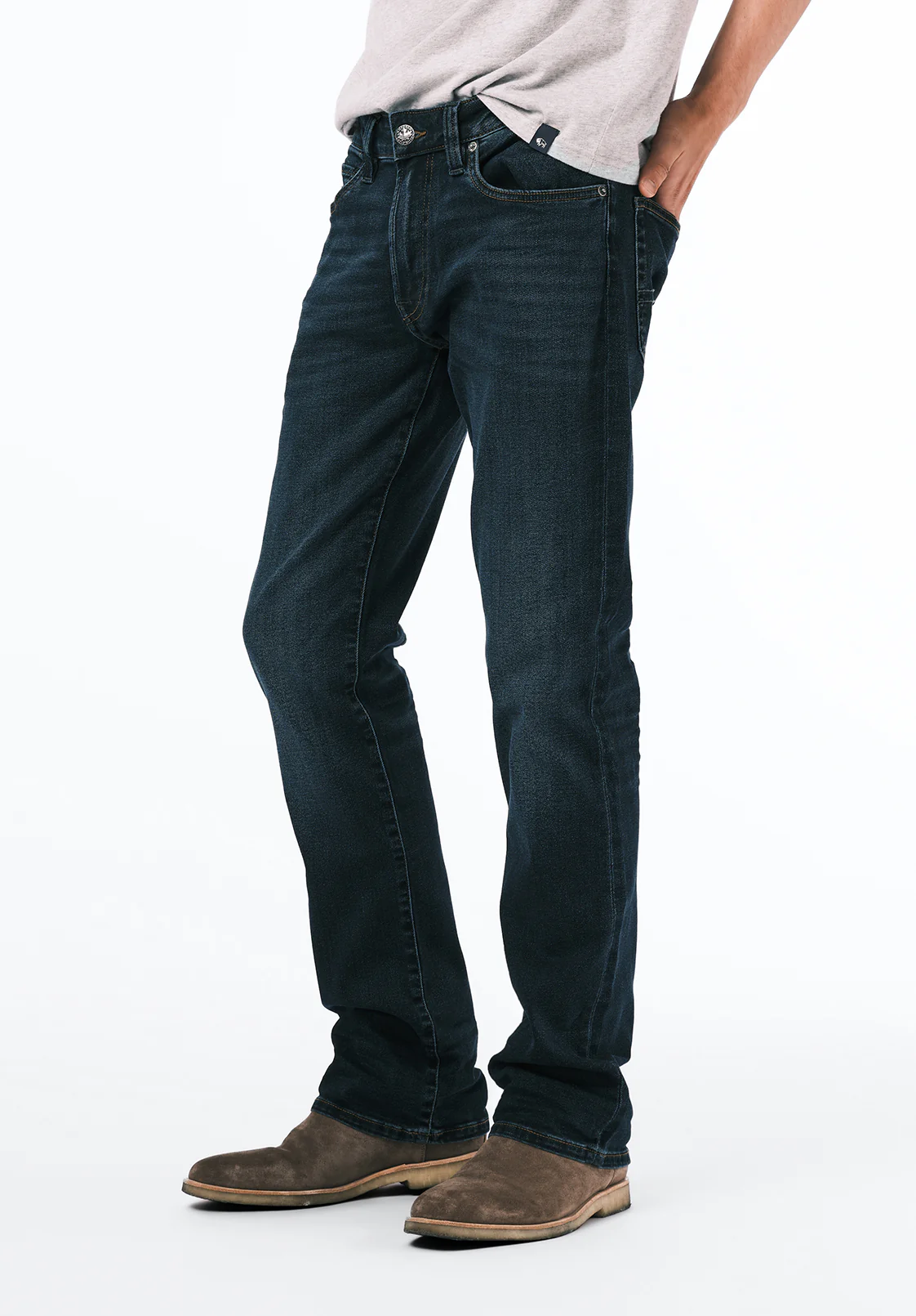 Slim Bootcut King Men's Jeans in Crinkled and Sanded Dark Blue - BM22720 - Image 2