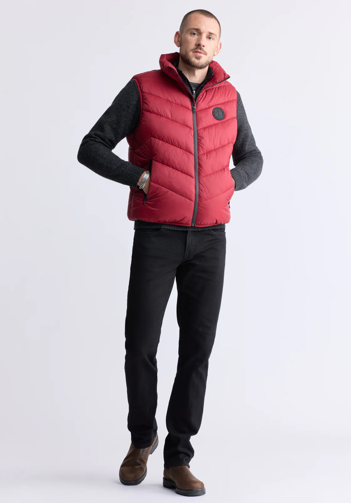 Davies Chilli Red Men's Puffer Vest - OBMEF007 - Image 4