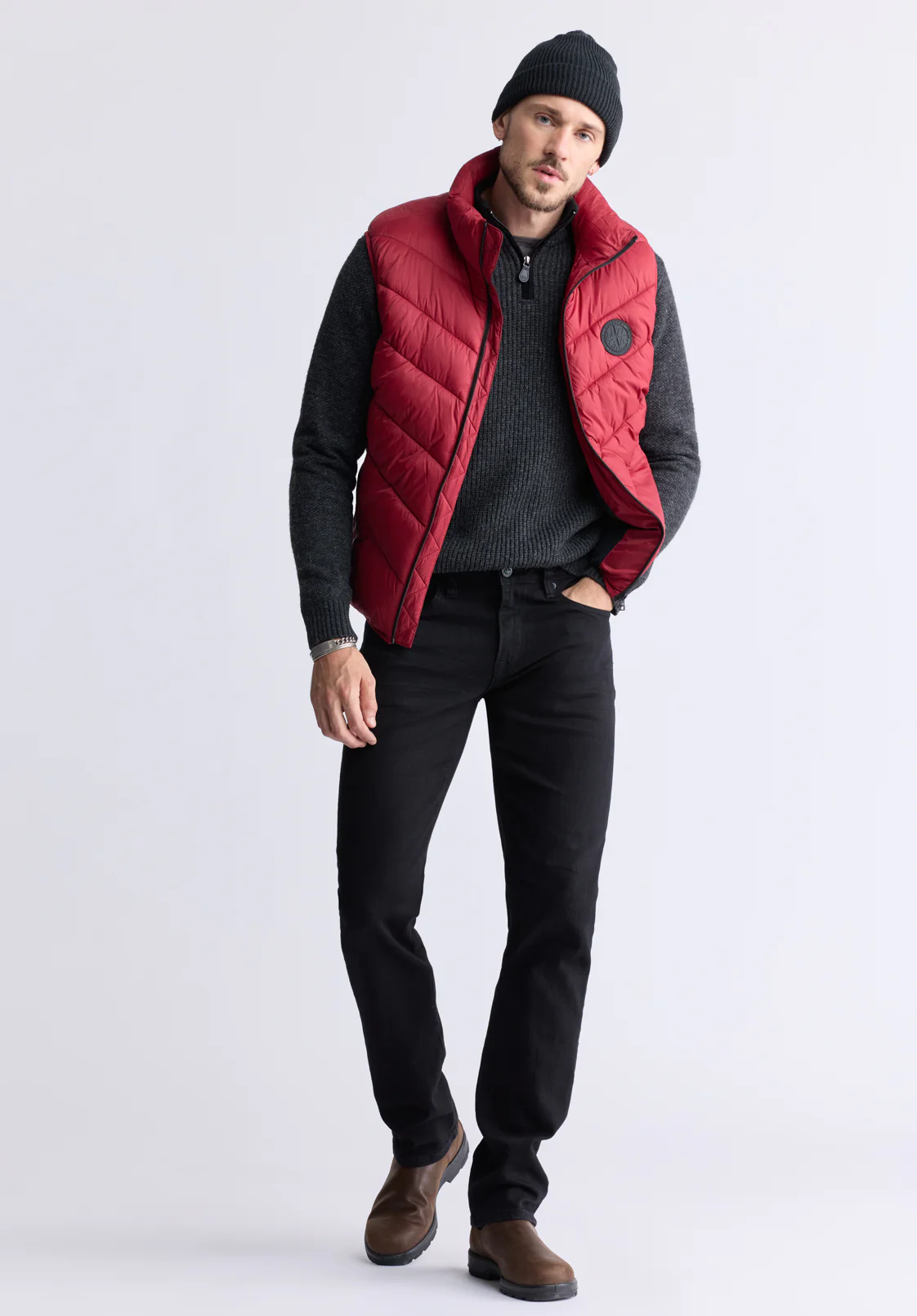 Davies Chilli Red Men's Puffer Vest - OBMEF007 - Image 5