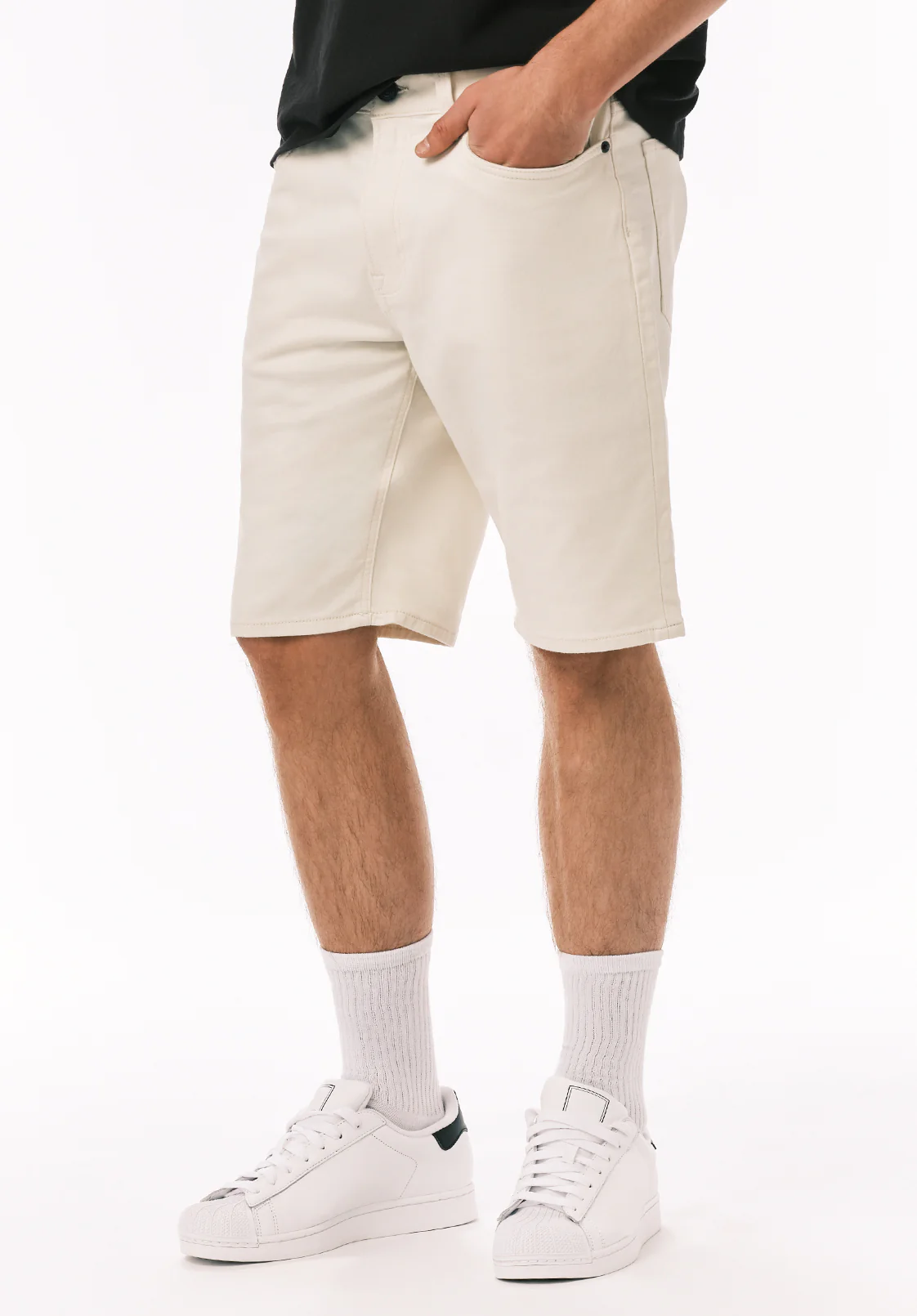 Relaxed Straight Dean Men's Freedom Flex Shorts, Vanilla White - BM26067 - Image 2