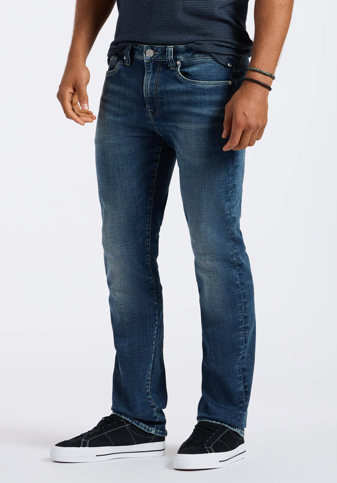 Relaxed Straight Driven Men's Jeans, Authentic Worked Indigo - BM26060 - Image 2