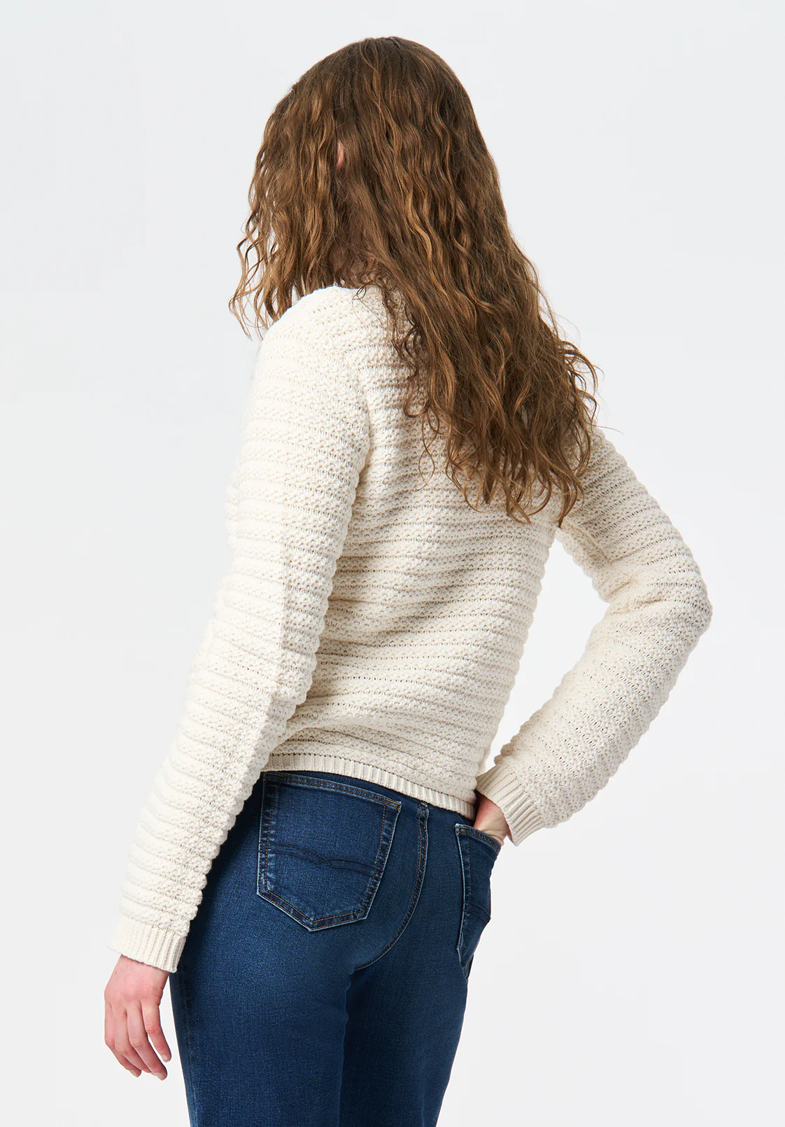 Elettra Women's Textured Knit Button-Front Cardigan, Pristine - SW0140 - Image 3