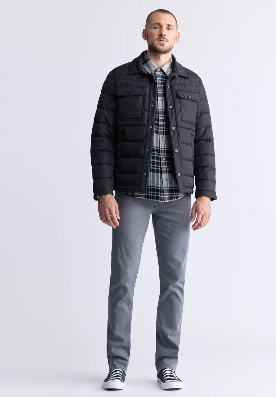 Ericson Men's Quilted Button-Front Jacket, Black - OBMOE001 - Image 4