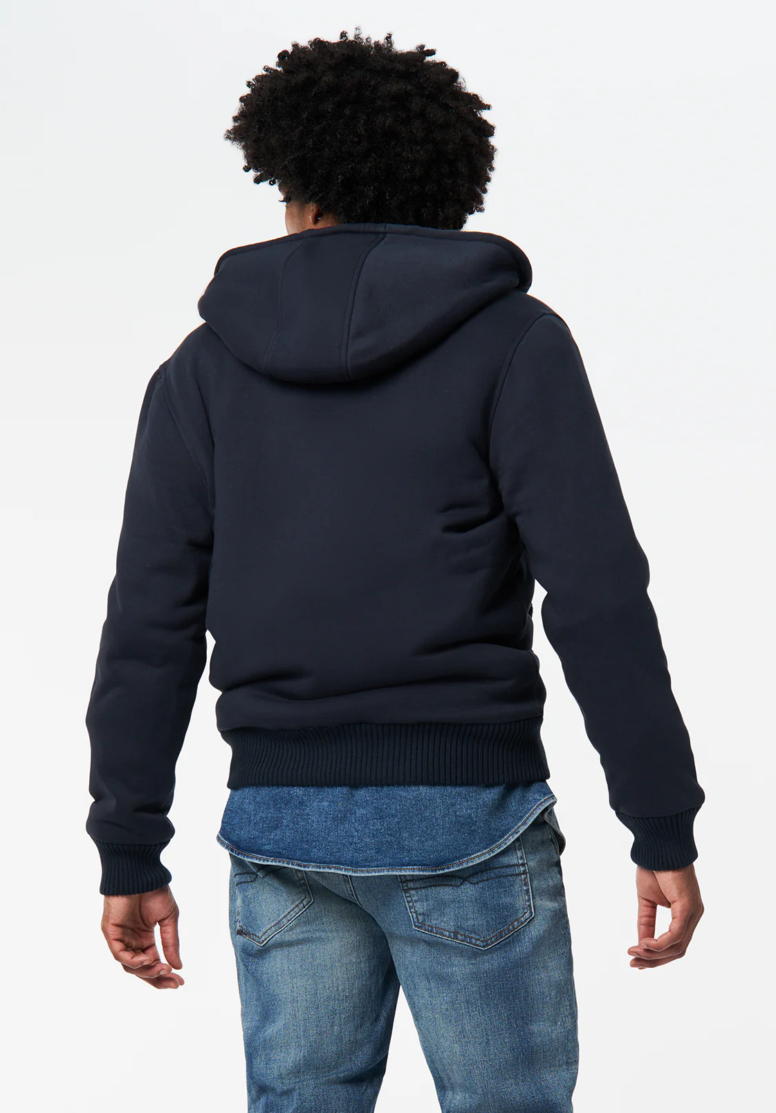 Fasox Men's Relaxed Full-Zip Hooded Jacket with Sherpa Lining, Whale - BM24735 - Image 3