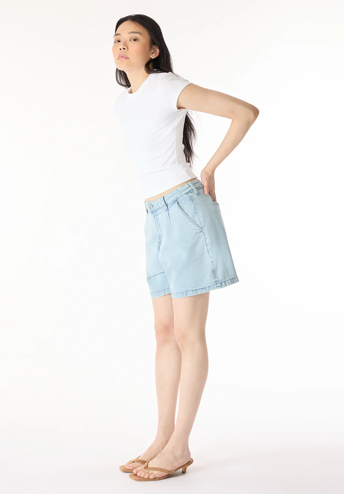 Gaga Women's Casual Denim Shorts, Bleached Blue - BL16073 - Image 4