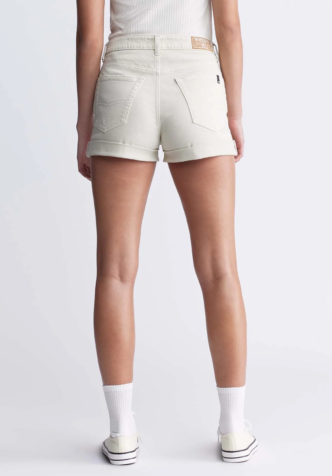 Goldie Women's High-Rise Shorts in Beige Distressed Wash - BL15964 - Image 3