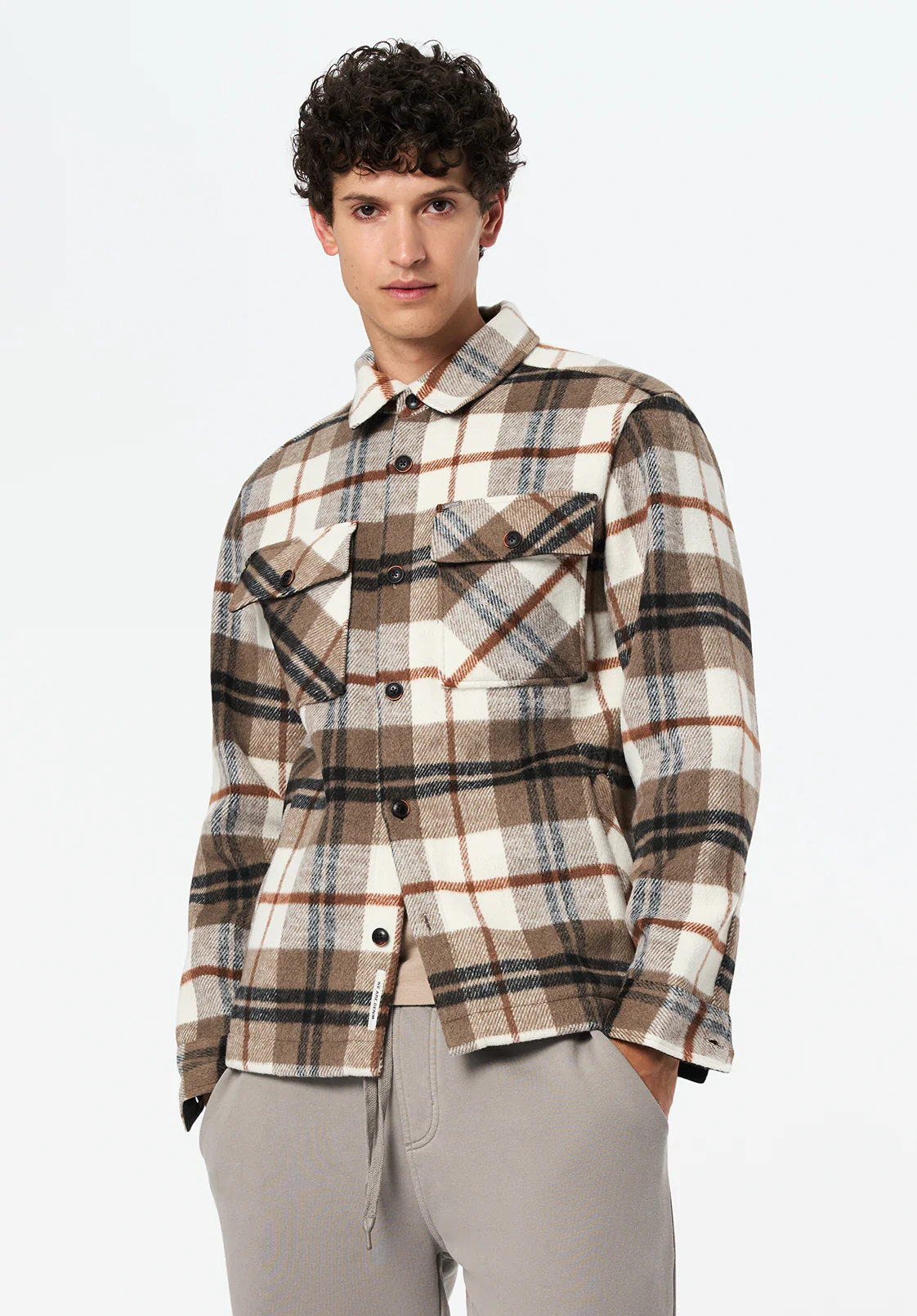 Jace Men's Plaid Shacket, Milk - BM24723