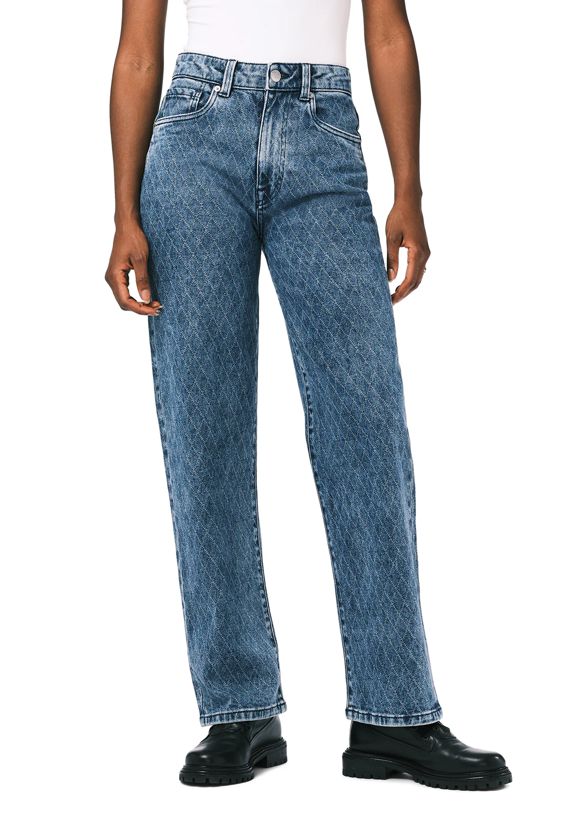 Super High Rise Loose Straight Jane Women's Jeans, Sanded and Contrasted - BL16117