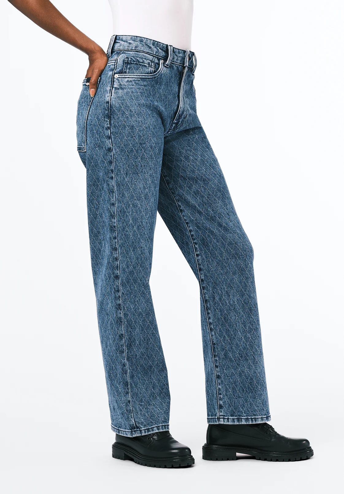 Super High Rise Loose Straight Jane Women's Jeans, Sanded and Contrasted - BL16117 - Image 2
