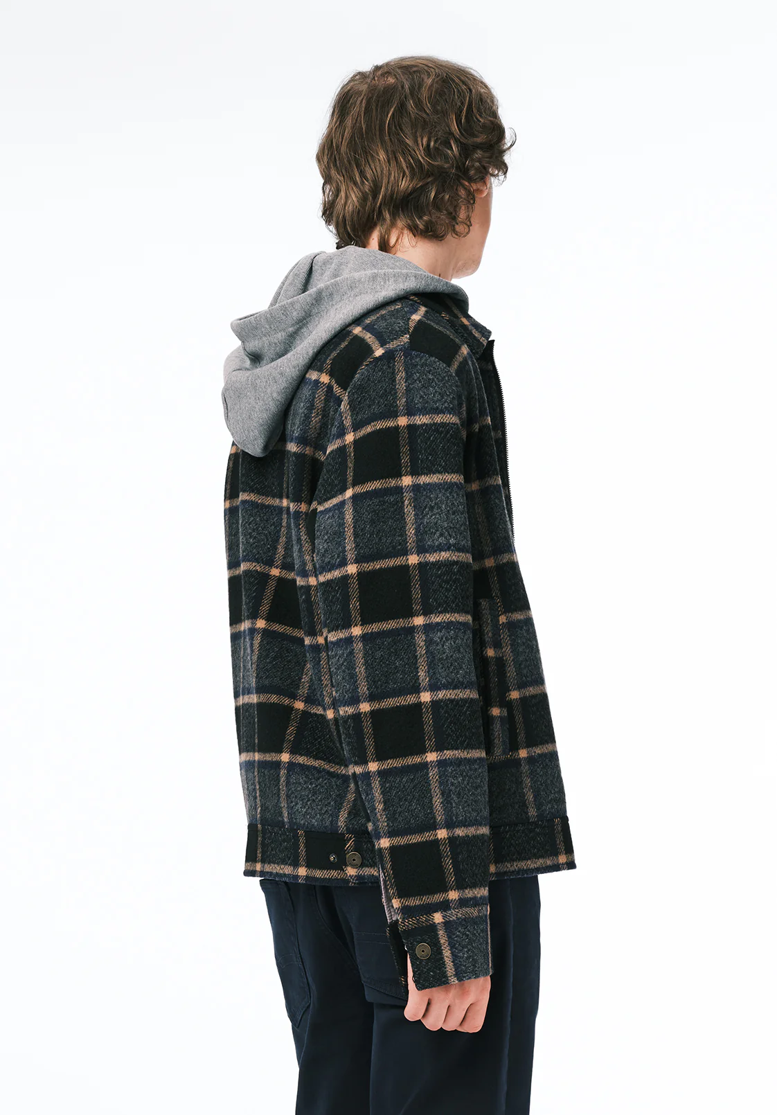 Jude Men's Boxy Plaid Jacket, Charcoal - BM24701 - Image 2
