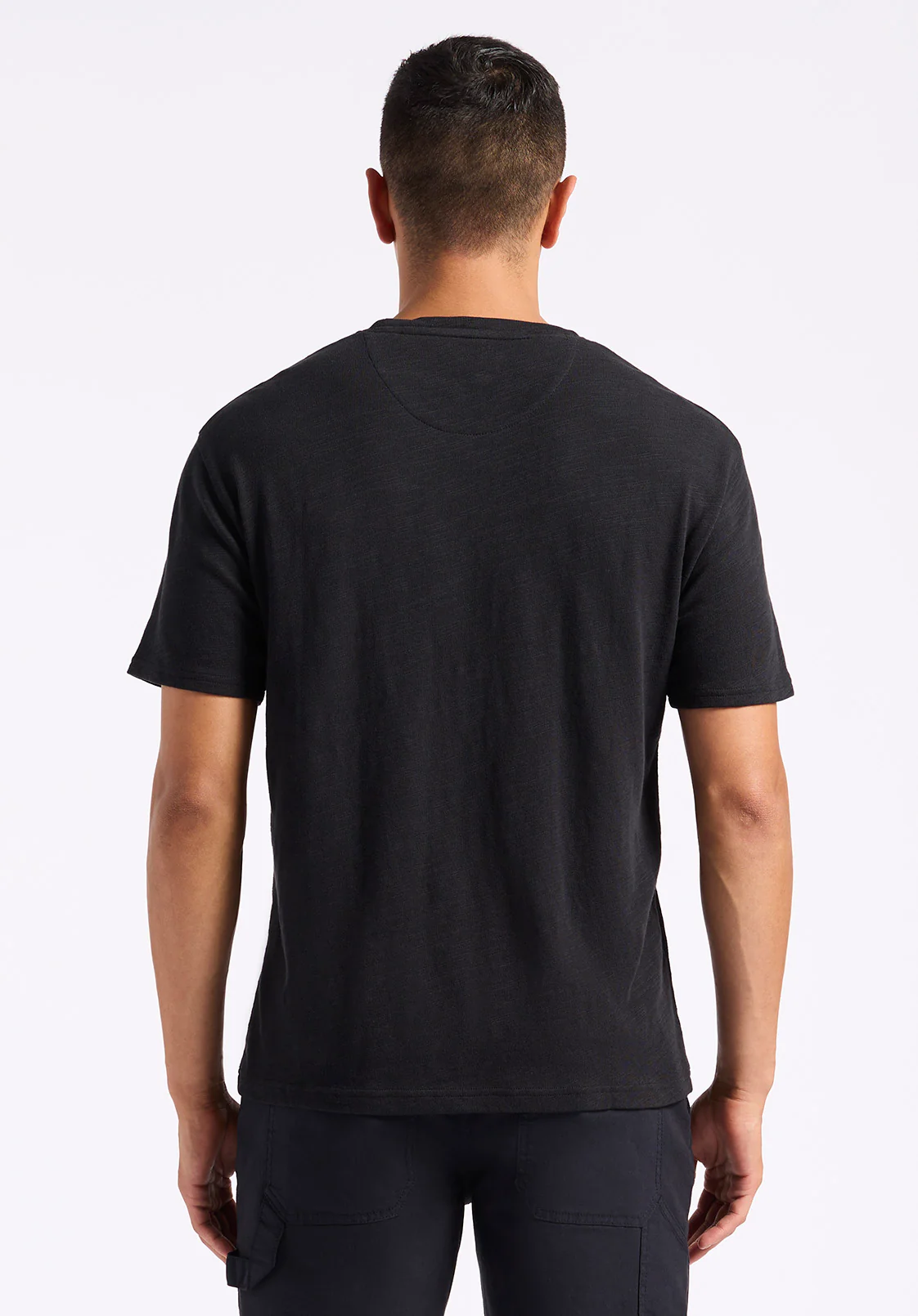 Kander Men's Slub Knit Crew Neck Pocket T-Shirt, Black - BM24606 - Image 2