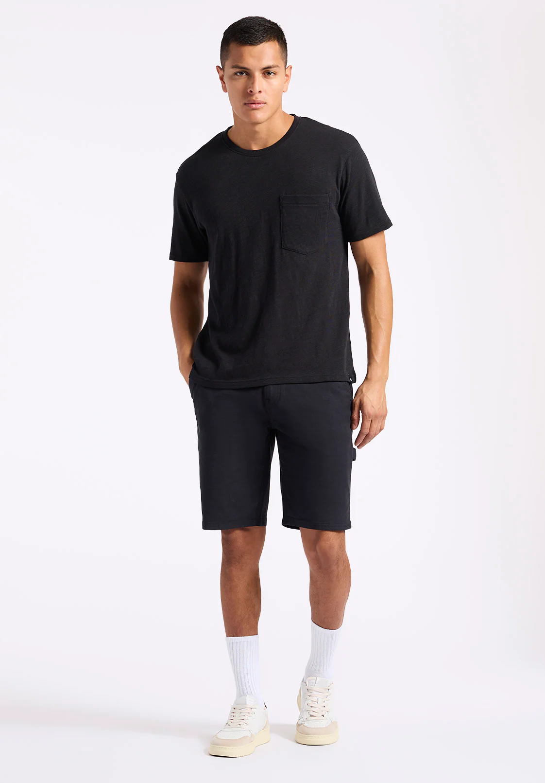 Kander Men's Slub Knit Crew Neck Pocket T-Shirt, Black - BM24606 - Image 3