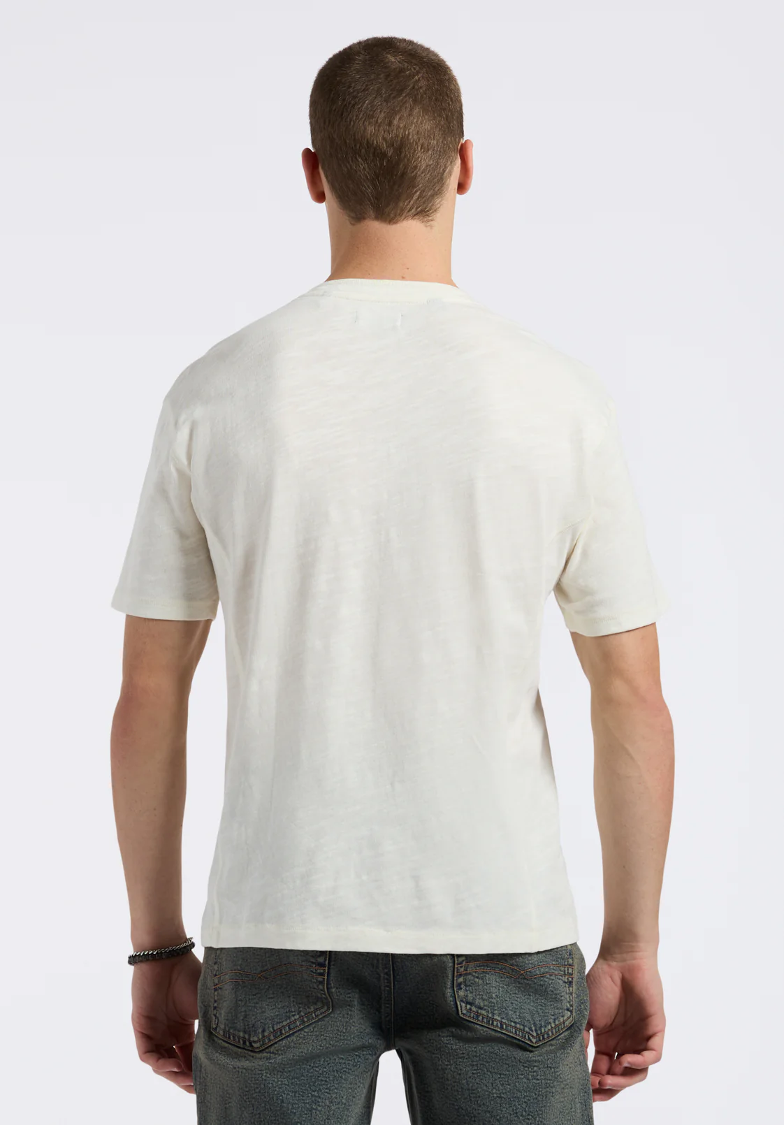 Kandido Men's Short Sleeve Slub Jersey Relaxed Henley Top, Milk - BM24605 - Image 3