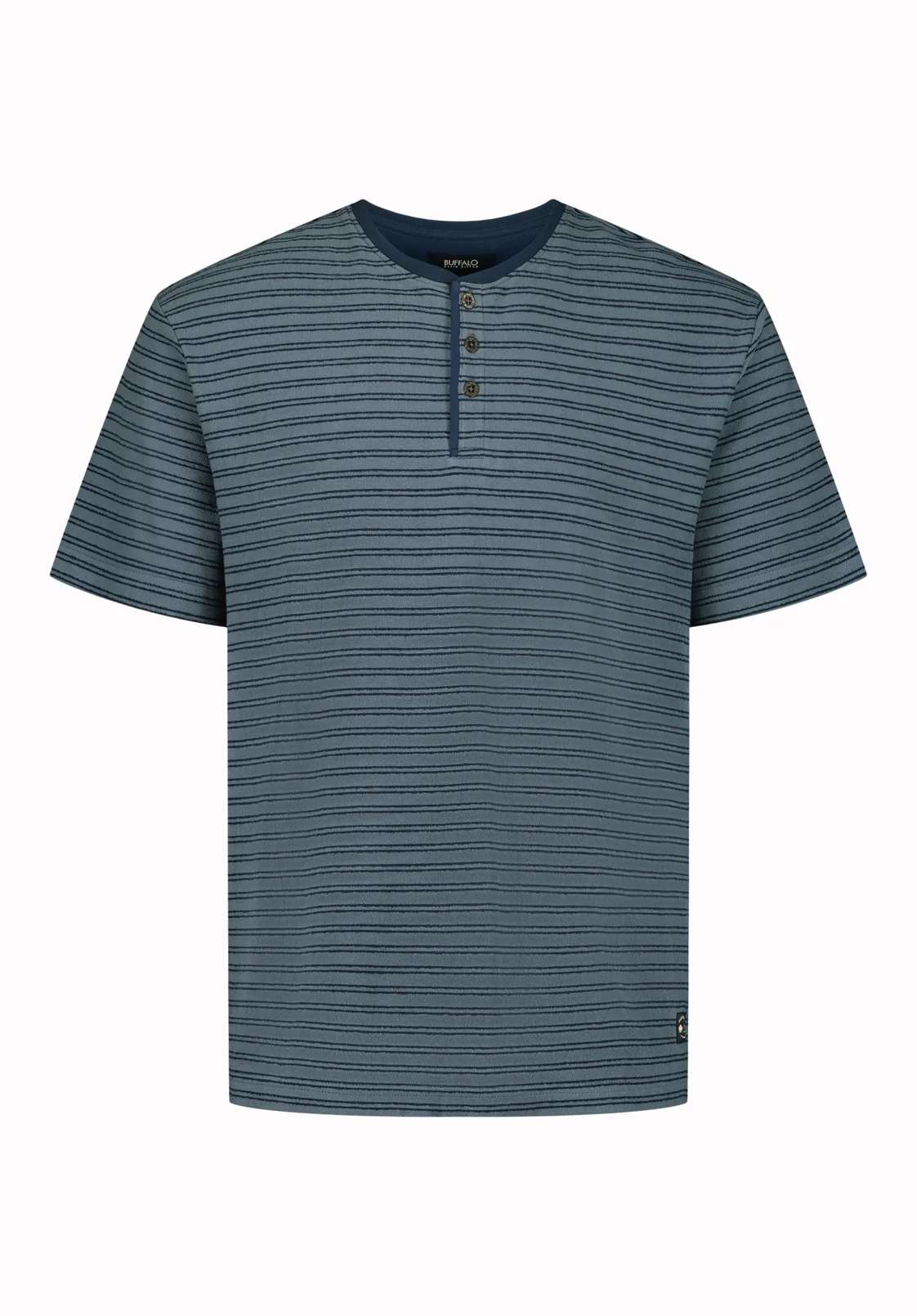 Kandido Men’s Striped Short Sleeve Henley, Mirage - BM24805 - Image 2
