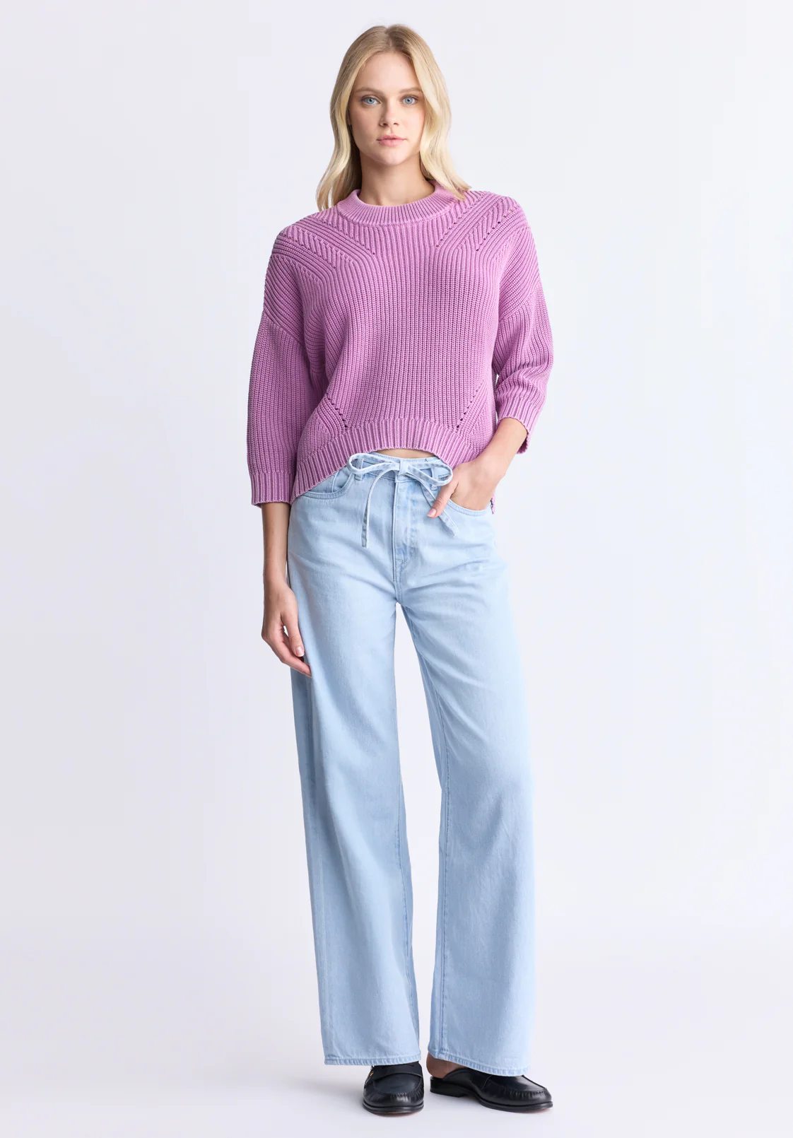 Kassanda Women's 3/4 Sleeve Knit Sweater, Purple - SW0100H - Image 4