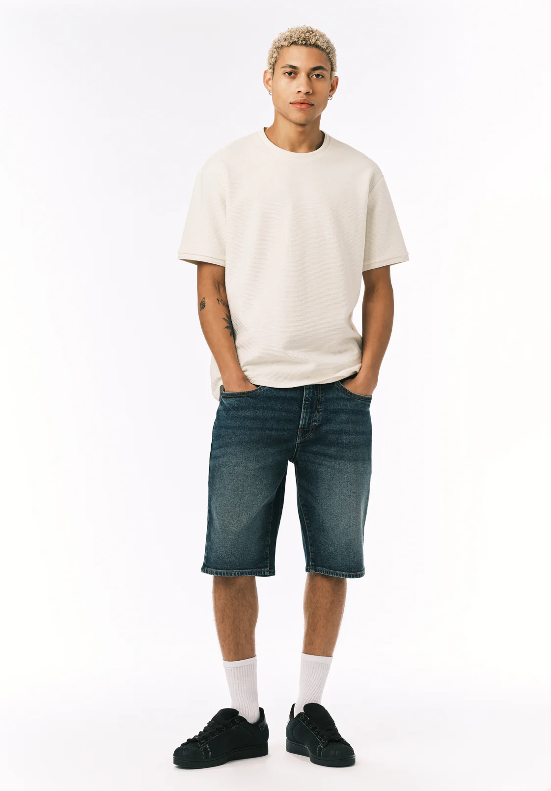 Kellen Men’s Textured Knit T-Shirt, Milk - BM24758 - Image 3