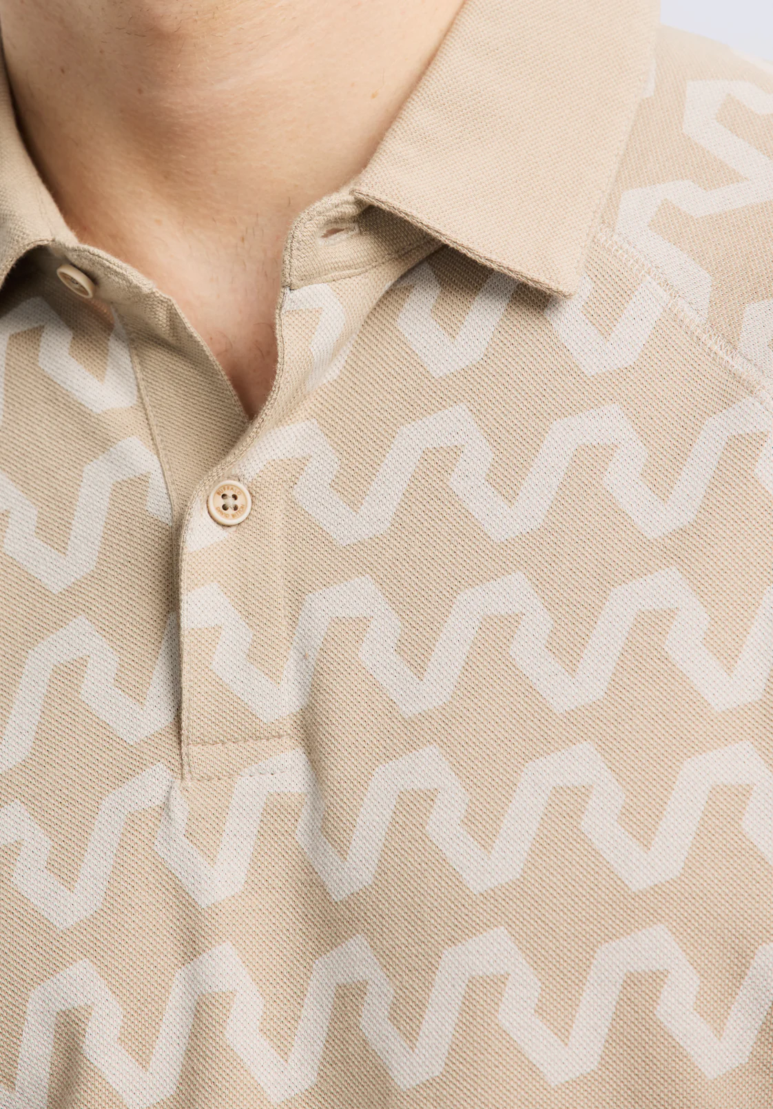 Kindell Men's Short-Sleeve Wave Pattern Polo, Tuffet Beige - BM24531 - Image 4