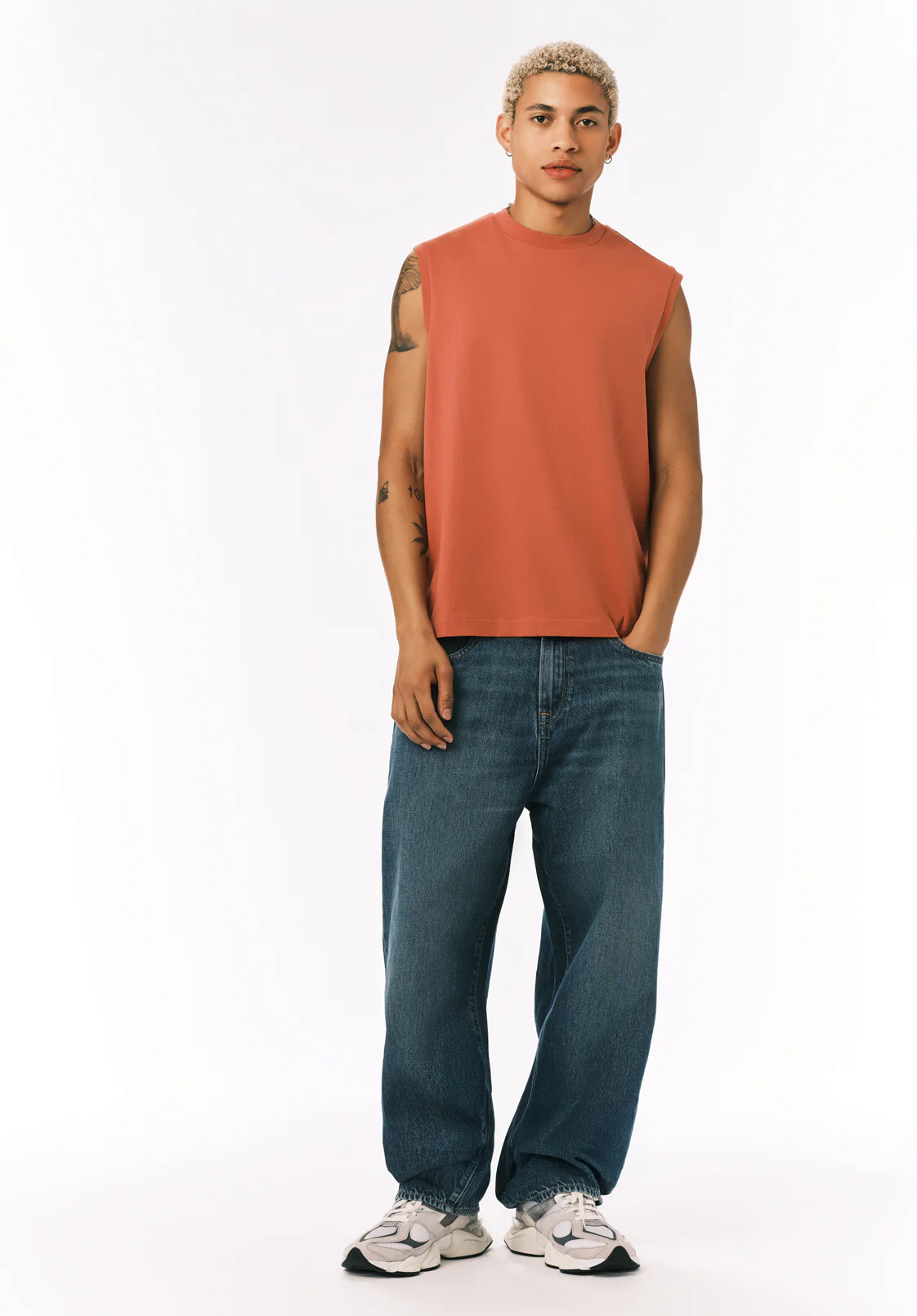 Kingster Men's Relaxed Fit Jersey Tank, Mineral Red - BM24601 - Image 3