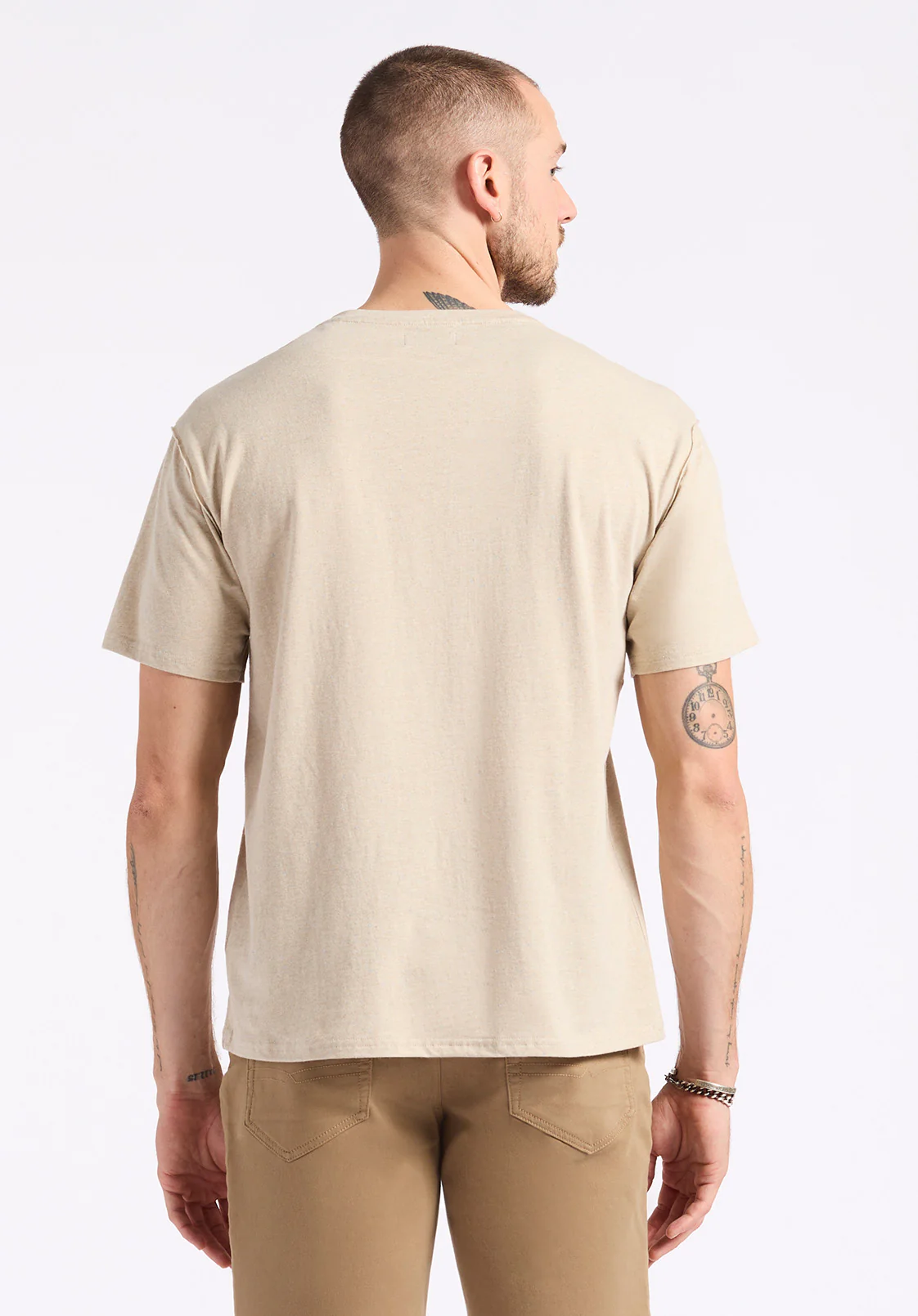 Kitfom Men's Short-Sleeve Speckle Jersey Henley Top, Peyote Beige - BM24548 - Image 3