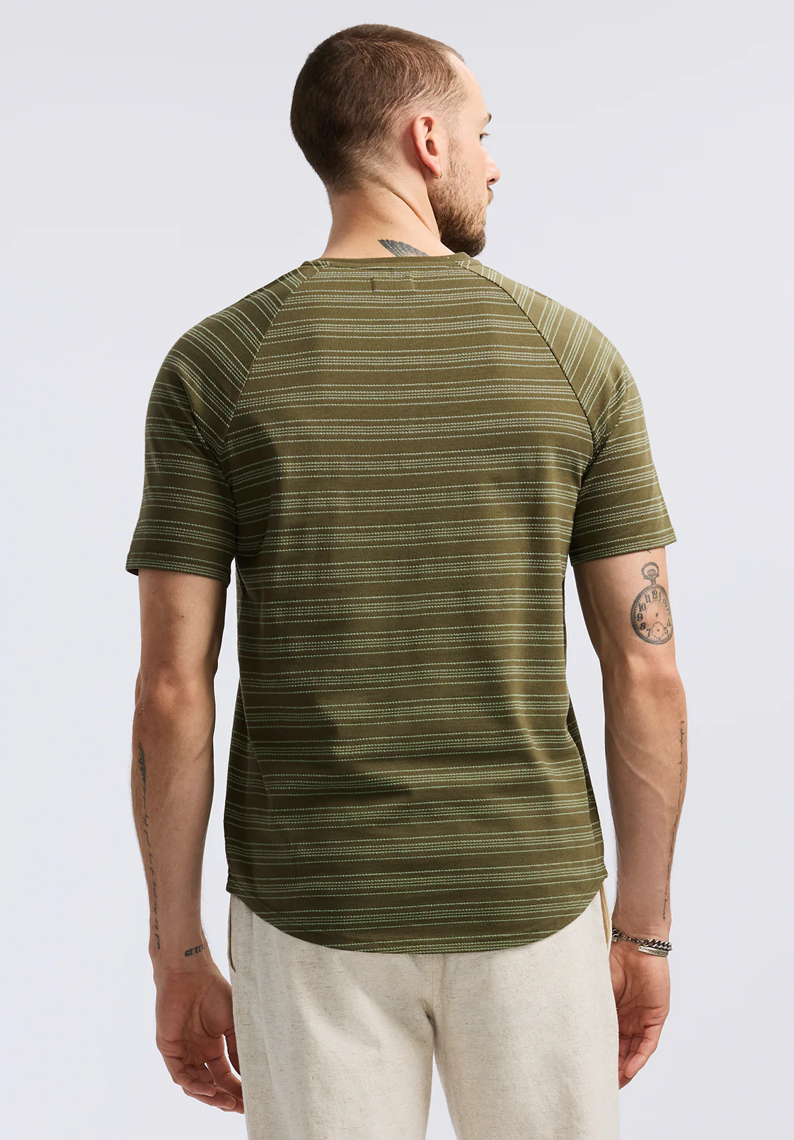 Klaus Men's Short-Sleeve Striped Henley Top, Fern - BM24630 - Image 3
