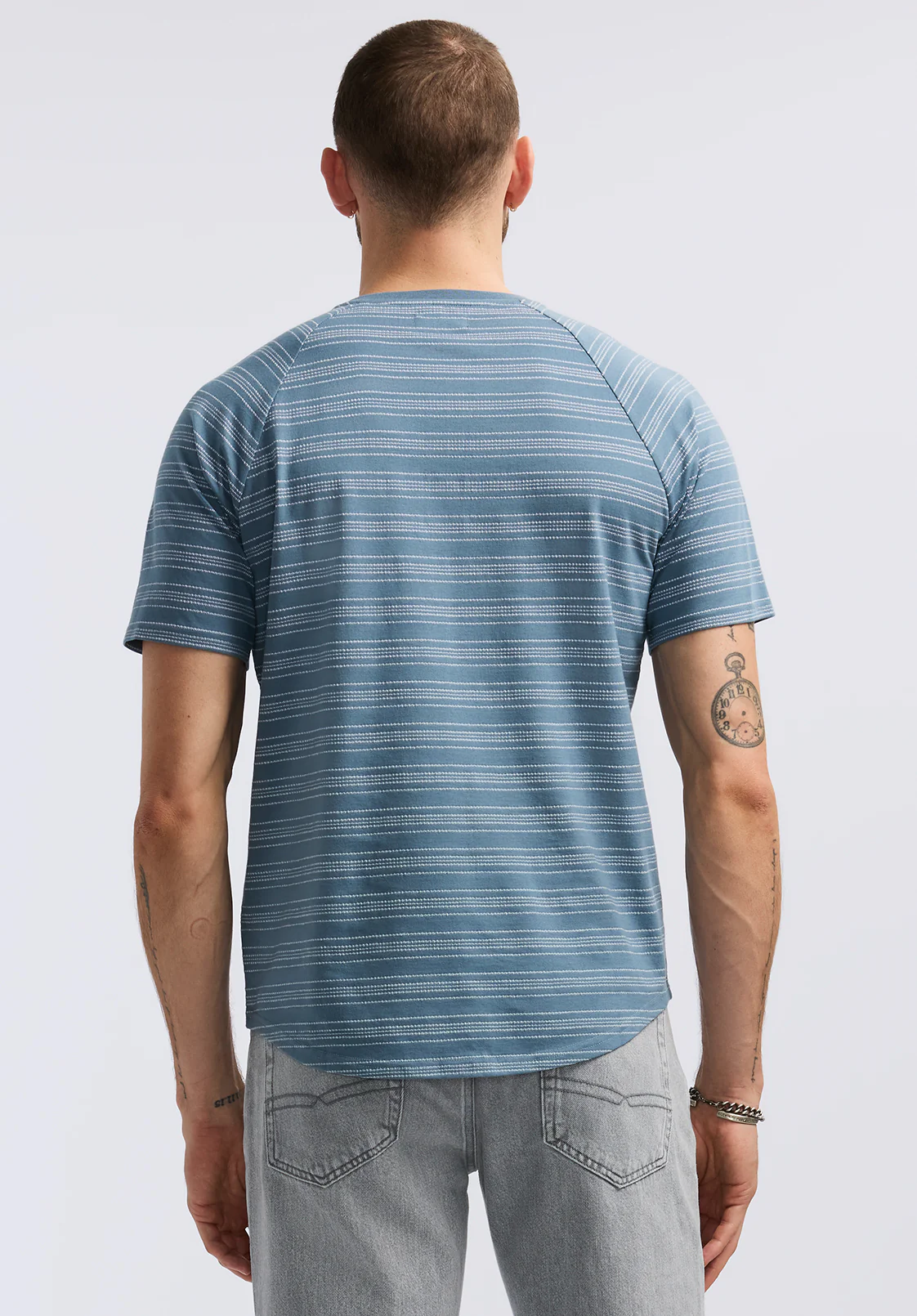 Klaus Men's Short-Sleeve Striped Henley Top, Mirage - BM24630 - Image 2