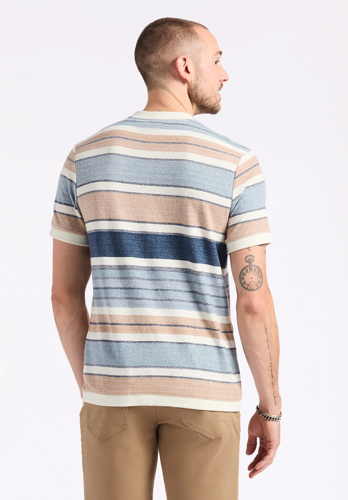 Konnair Men's Short-Sleeve Texture Jersey Striped T-Shirt, Blue - BM24545 - Image 3