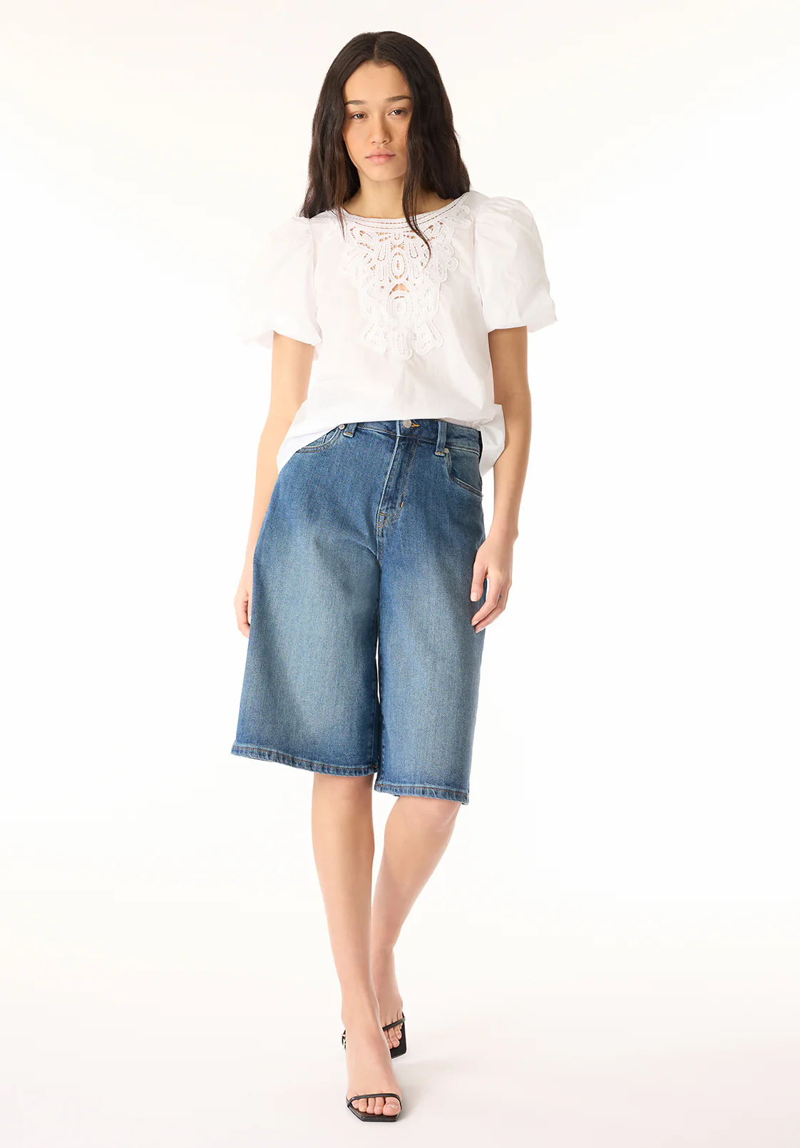 Leonella Women's Puff Sleeve Embroidered Blouse, White - WT0204P - Image 4