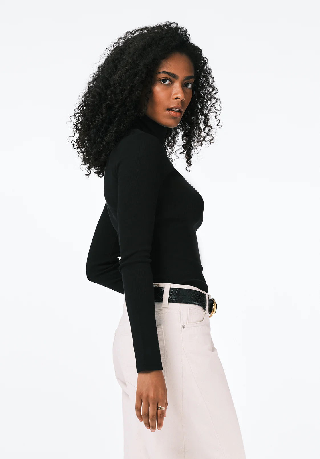 Mavra Women's Ribbed Turtleneck Top, Black - KT0241 - Image 2