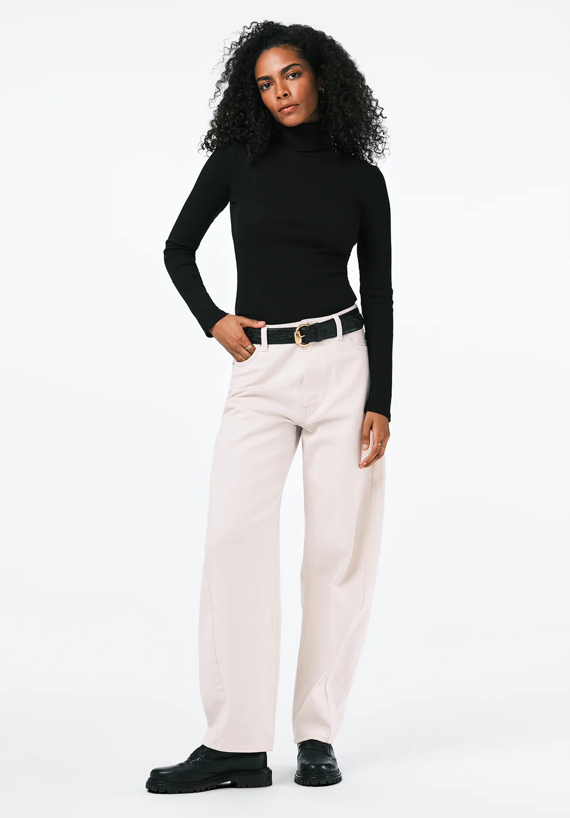 Mavra Women's Ribbed Turtleneck Top, Black - KT0241 - Image 4