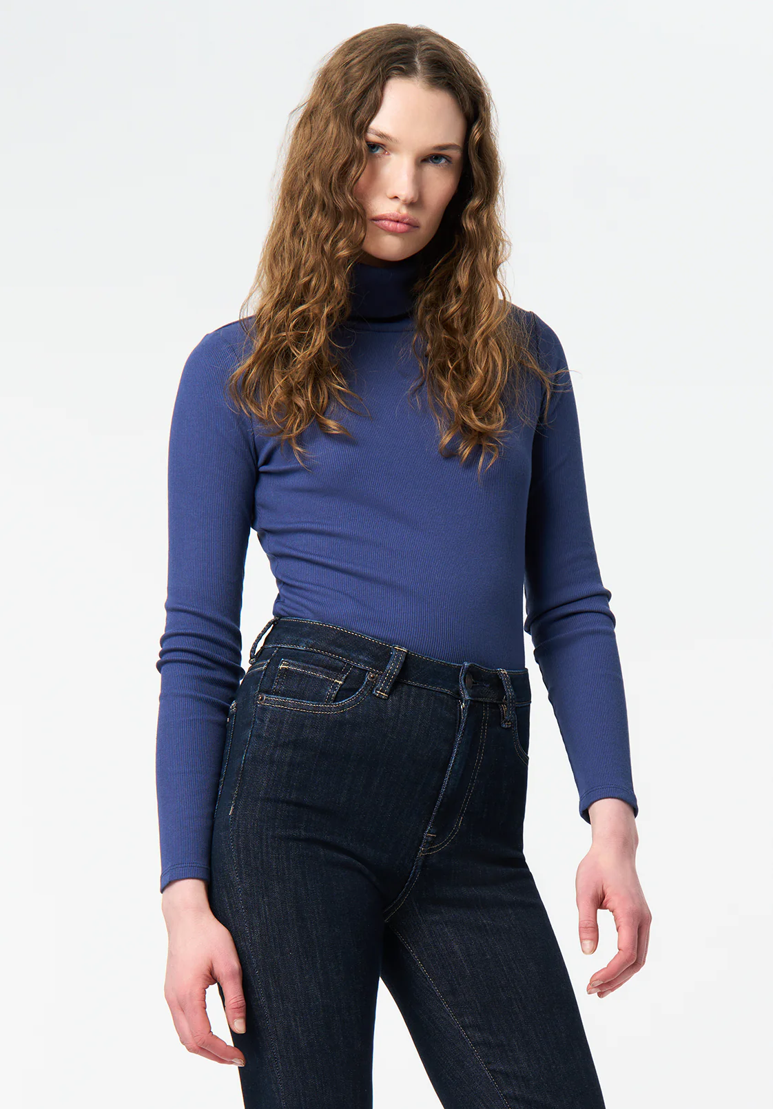 Mavra Women's Ribbed Turtleneck Top, Oceana - KT0241 - Image 2