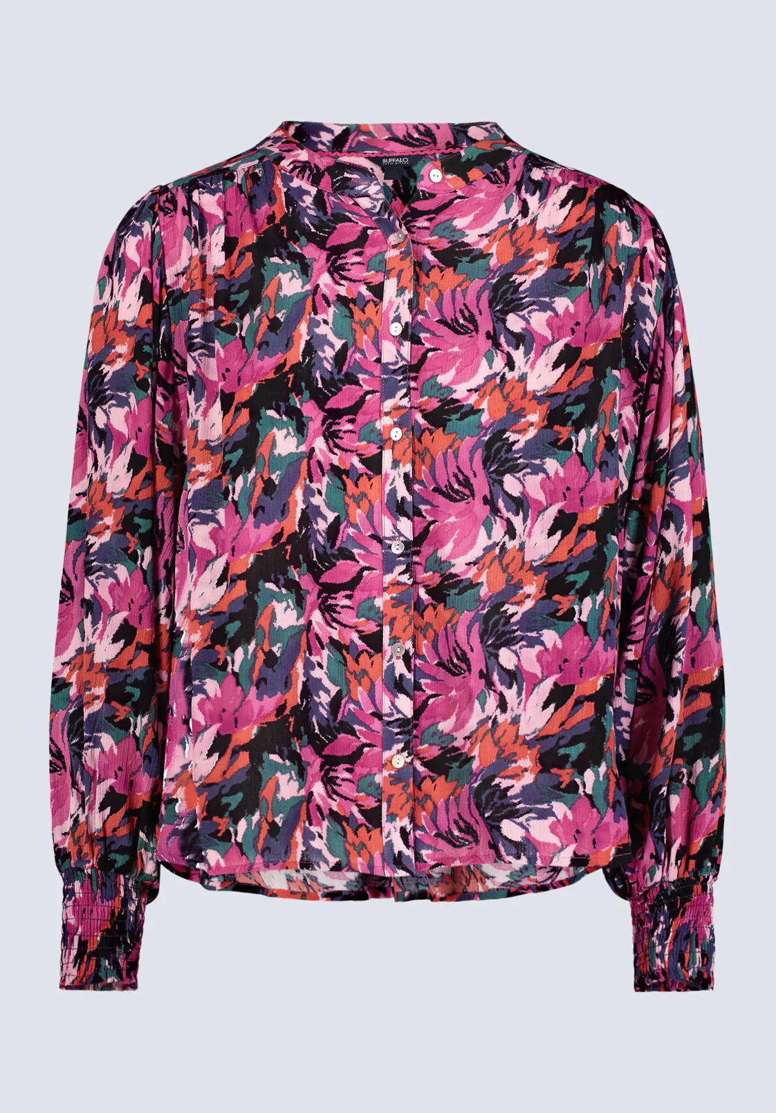 Ottilie Women's Long-Sleeved Blouse, Dark Pink Floral - WT0120F - Image 5