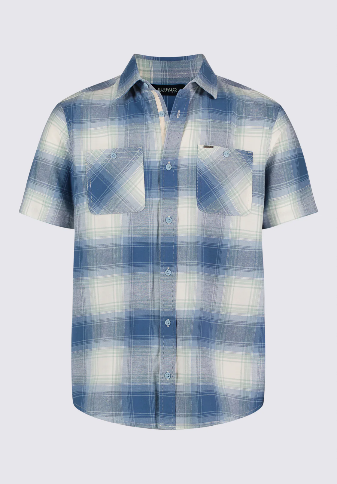 Sagrino Men's Short-Sleeve Plaid Fitted Shirt, Moonlight Blue - BM24618 - Image 5