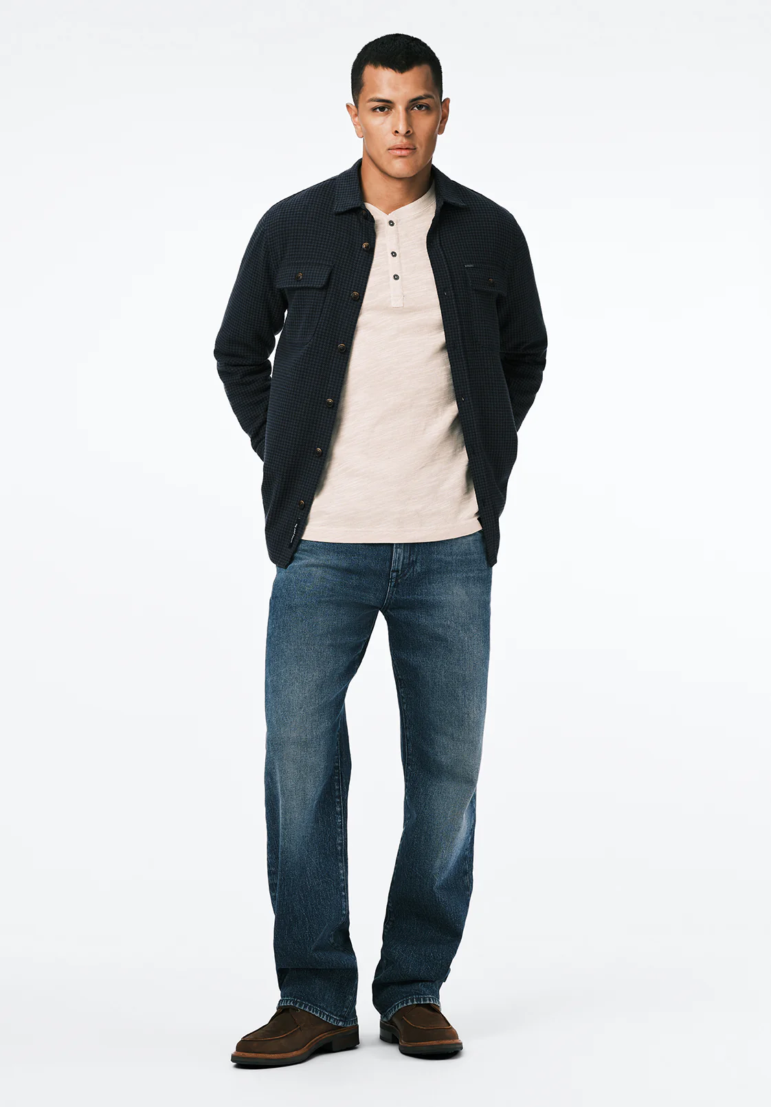 Samme Men's Long-Sleeve Plaid Blanket Shirt, Midnight Blue - BM24694 - Image 4