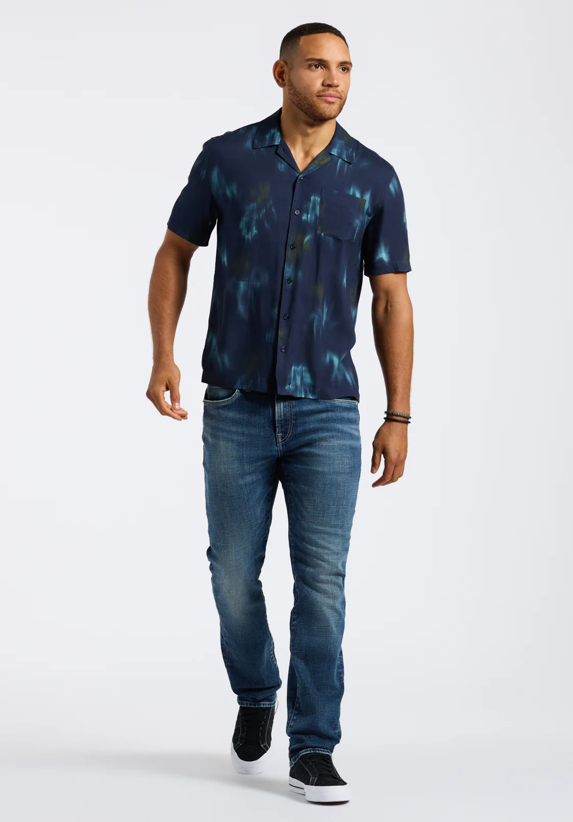 Sandro Men's Short-Sleeve Tie-Dye Camp Shirt, Whale - BM24559 - Image 4