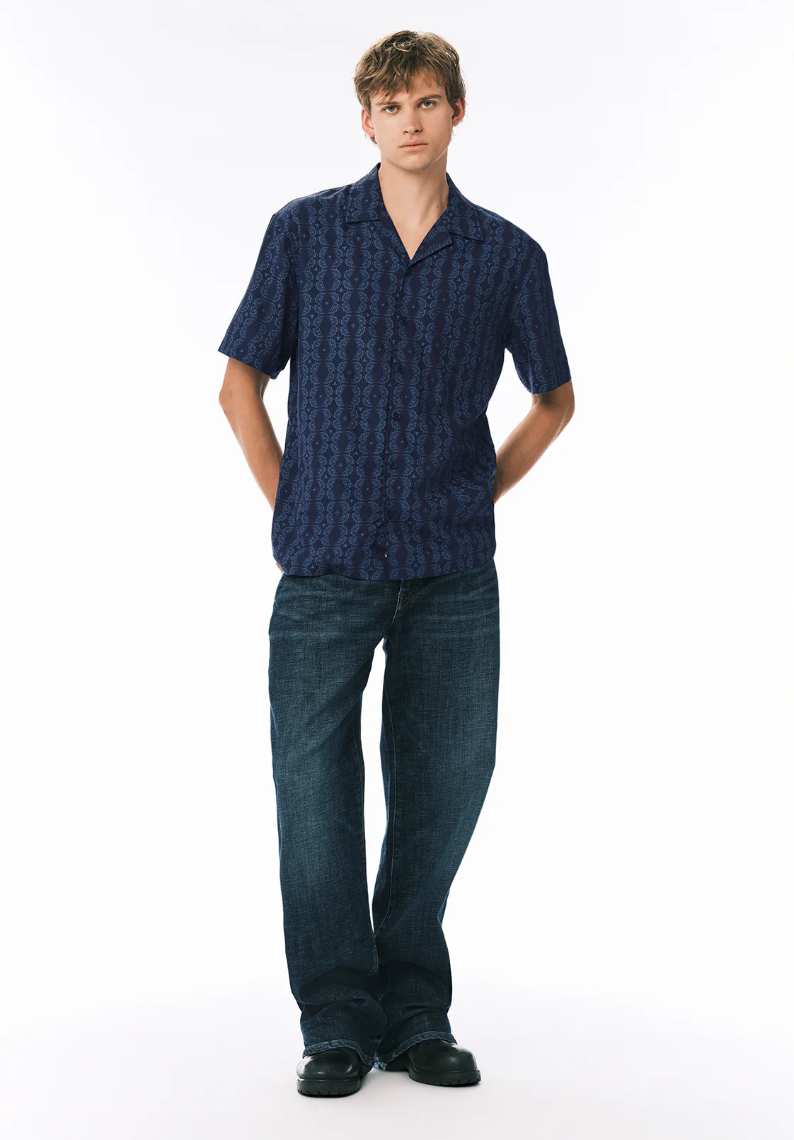 Sandro Men's Printed Short-Sleeve Camp Shirt, Whale - BM24768 - Image 3