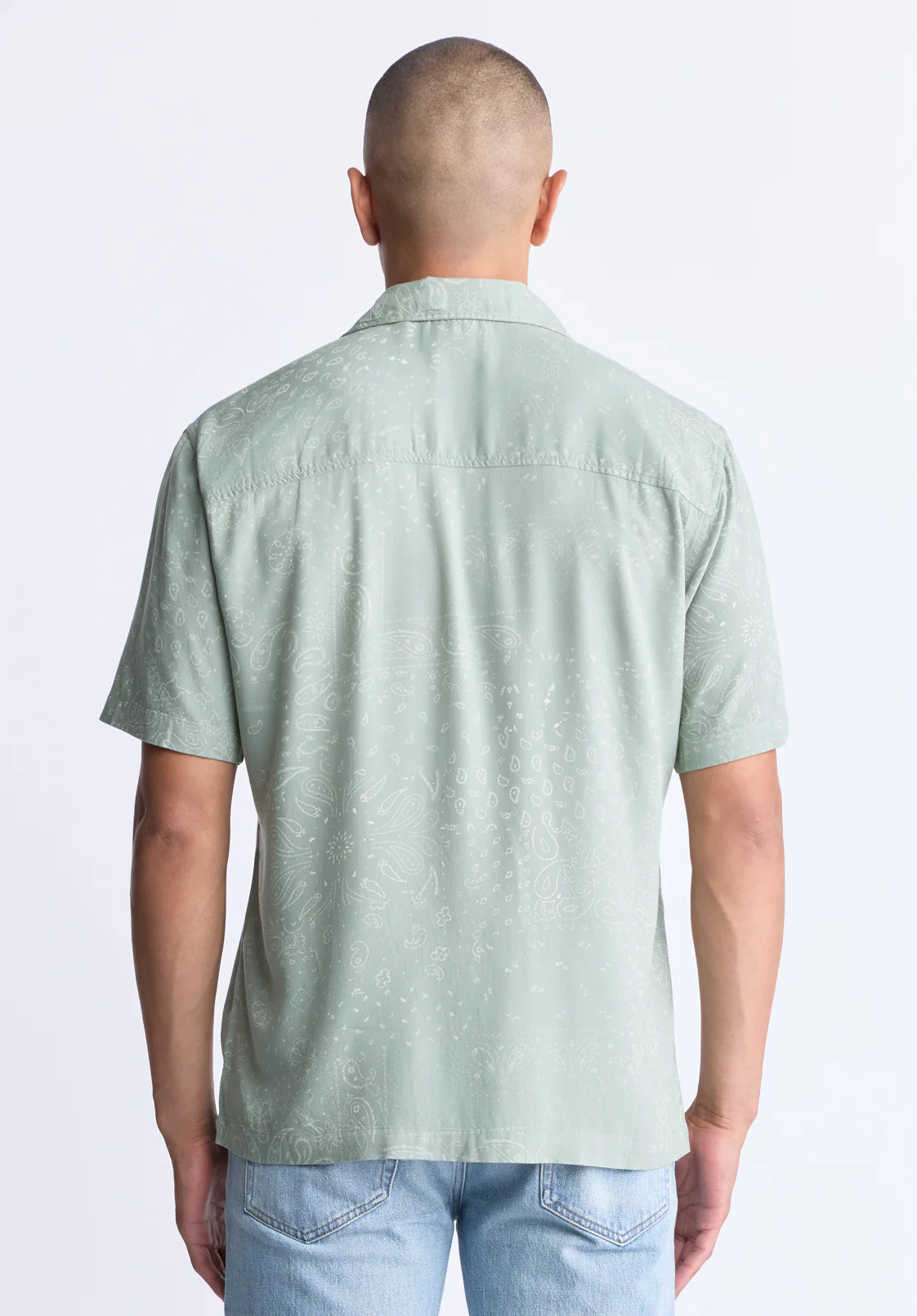 Santi Men's Paisley Print Short-Sleeve Shirt, Iceberg Green - BM24521 - Image 4