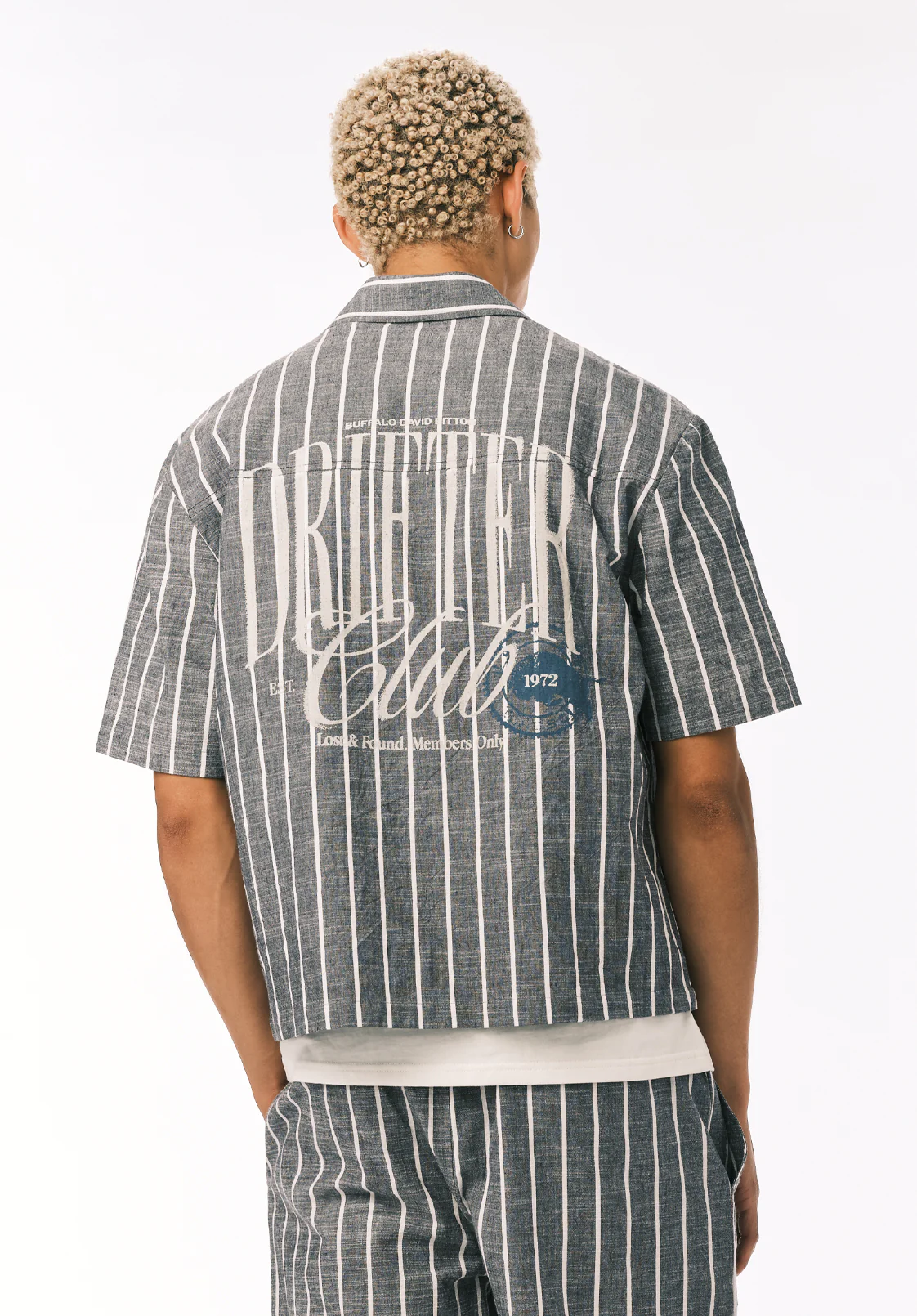 Scott Men’s Short Sleeve Striped Boxy Cropped Shirt, Whale - BM24849 - Image 2