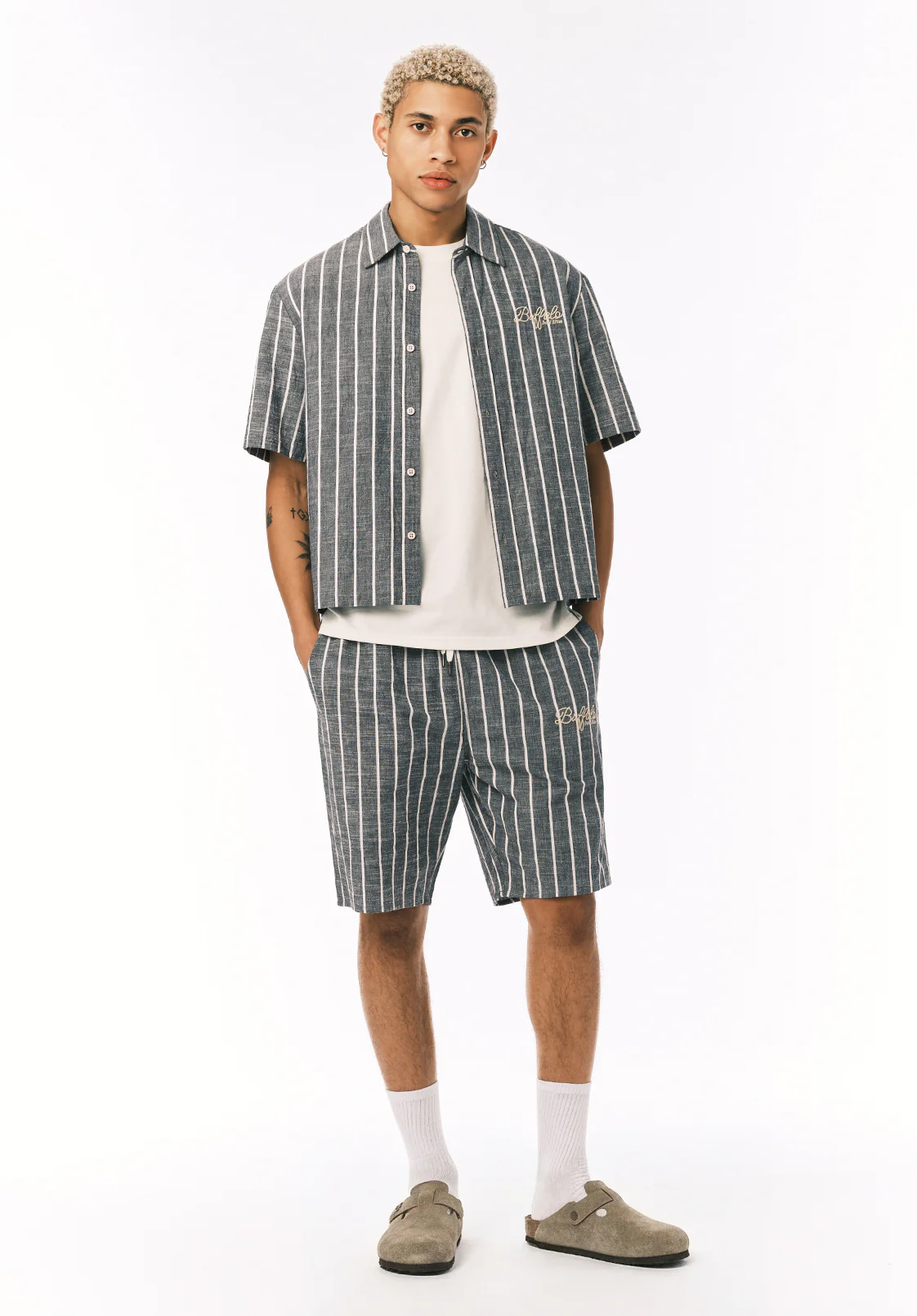Scott Men’s Short Sleeve Striped Boxy Cropped Shirt, Whale - BM24849 - Image 4