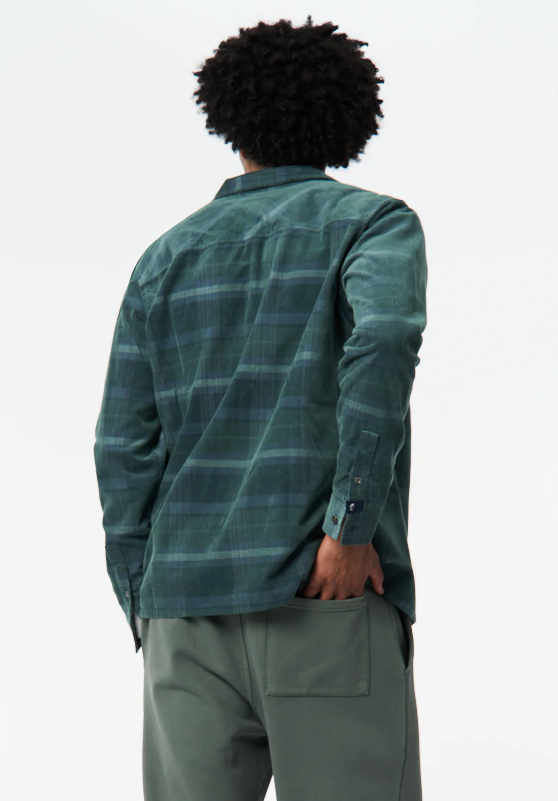 Sinclair Men’s Long-Sleeve Plaid Corduroy Shirt with Chest Pocket, Whale - BM24693 - Image 3