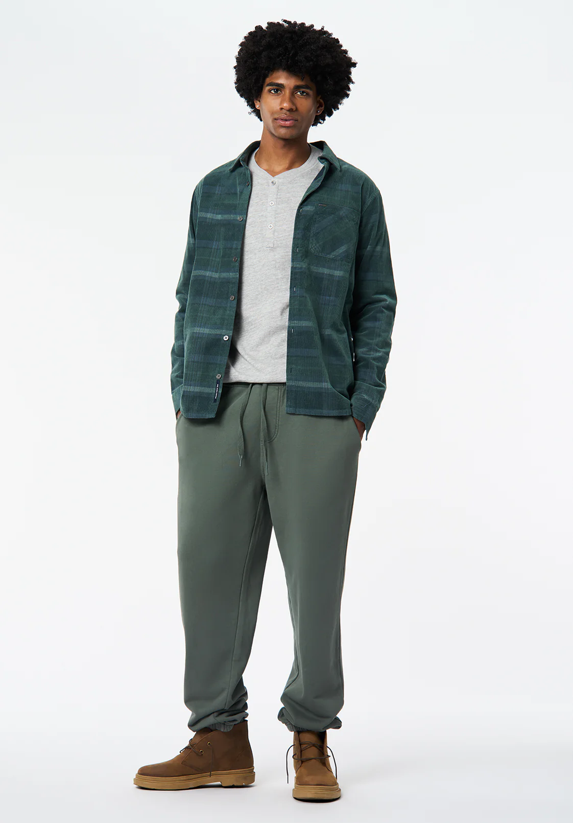 Sinclair Men’s Long-Sleeve Plaid Corduroy Shirt with Chest Pocket, Whale - BM24693 - Image 4