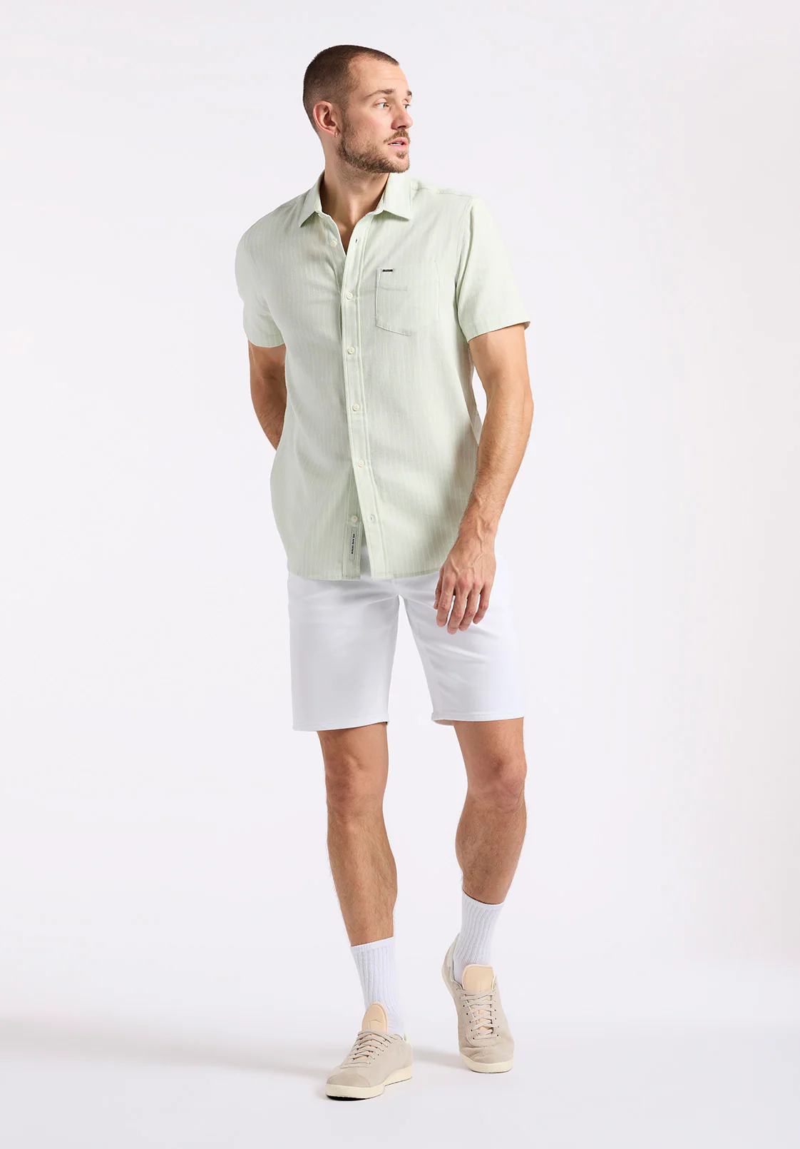 Sirilo Men's Short-Sleeve Striped Fitted Shirt, Dusty Aqua - BM24562 - Image 3