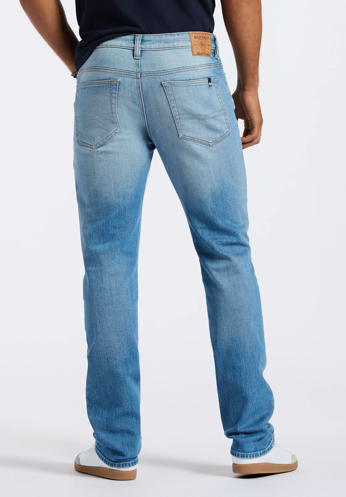 Straight Six Men's Distressed Jeans, Light Vintage Blue - BM26058 - Image 3